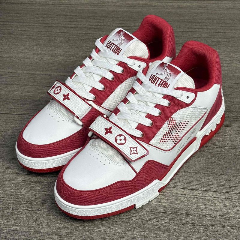 Louis Vuitton Louis Vuitton Fashion Low-Top Sneakers Red and White 0079 Size US 8 / EU 41 - 1 Thumbnail