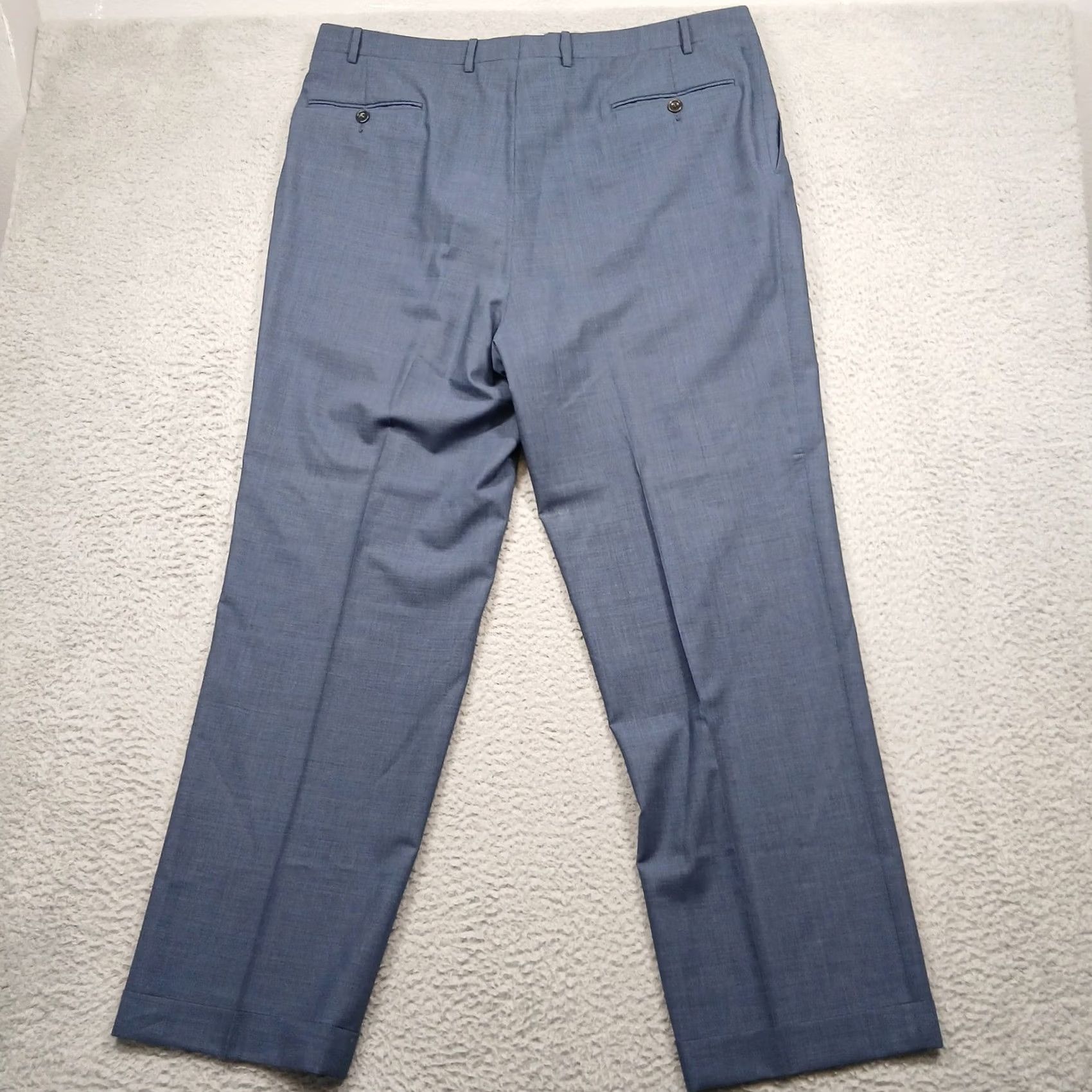 Canali VINTAGE Canali Wool Dress Pants Men 58L Blue Made in Italy Flat Front Pleated Size US 42 / EU 58 - 3 Thumbnail