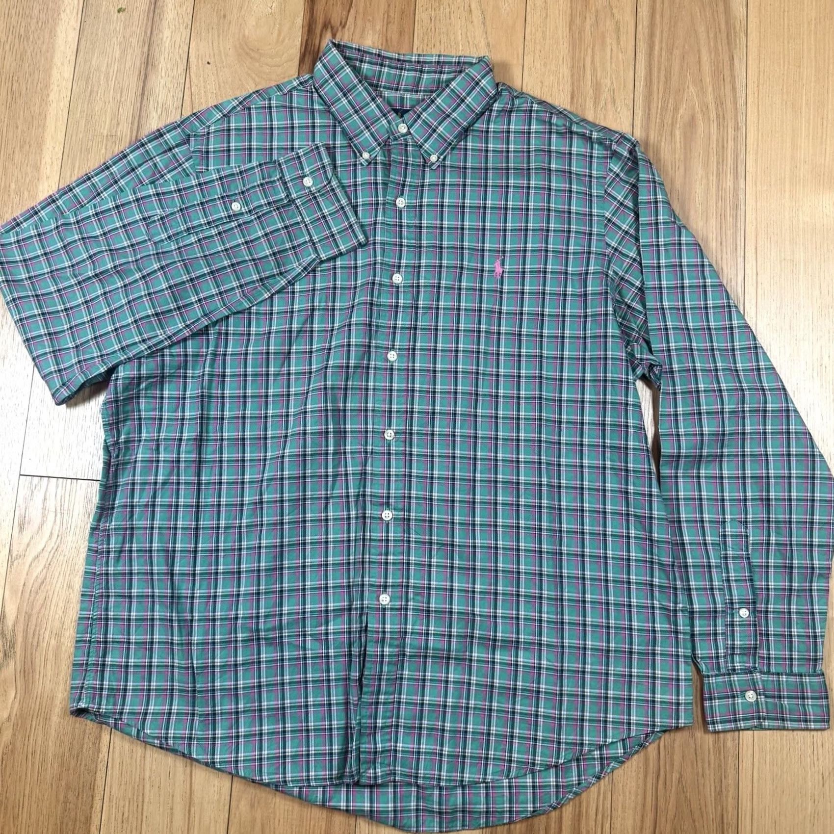 Polo Ralph Lauren Polo Ralph Lauren Button Shirt Mens 2XL Plaid Check Long Sleeve Thick Pink Size US XXL / EU 58 / 5 - 3 Thumbnail