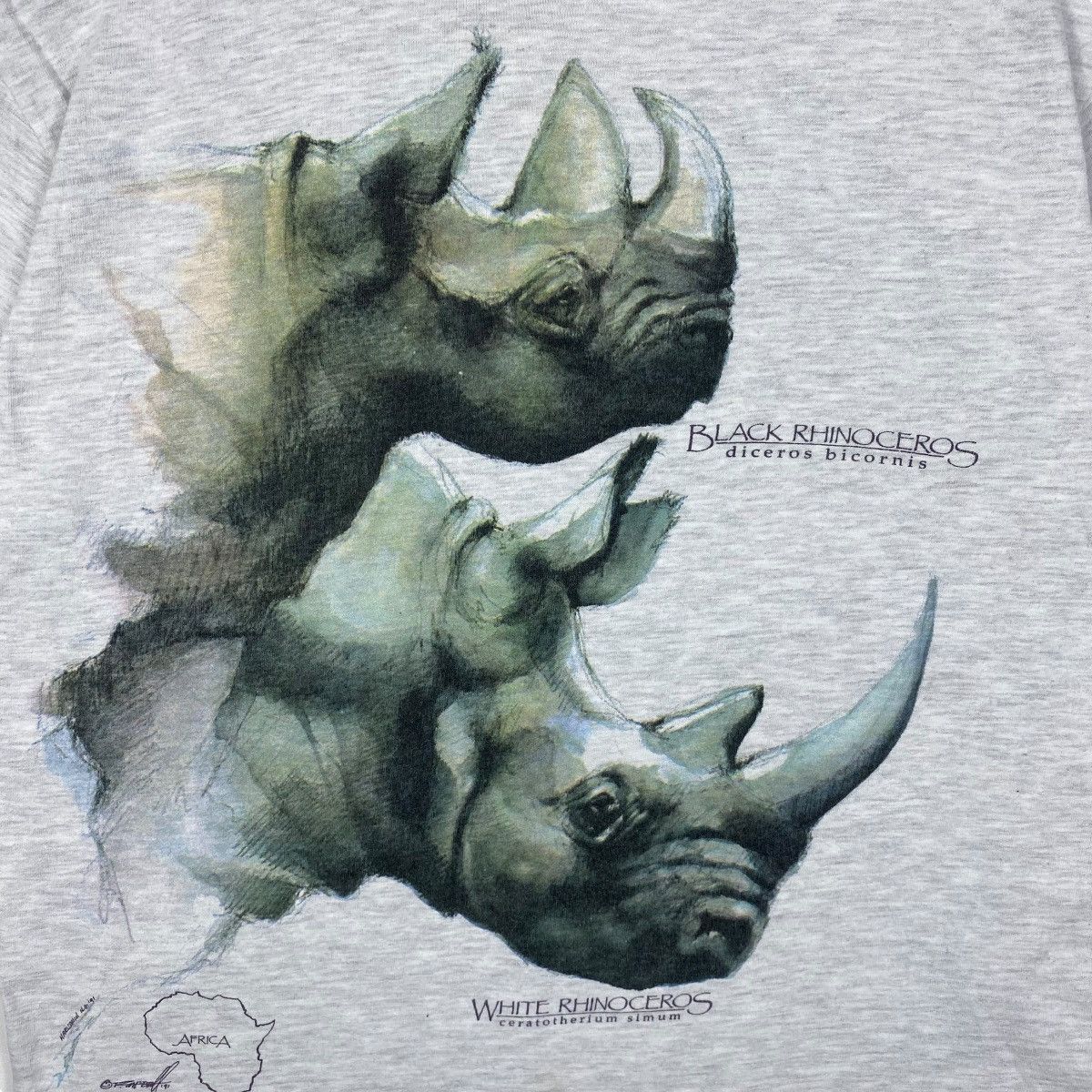Hanes Vintage 90's RHINOCEROS SPECIES By Harlequin Graphic Animal Size US M / EU 48-50 / 2 - 2 Thumbnail
