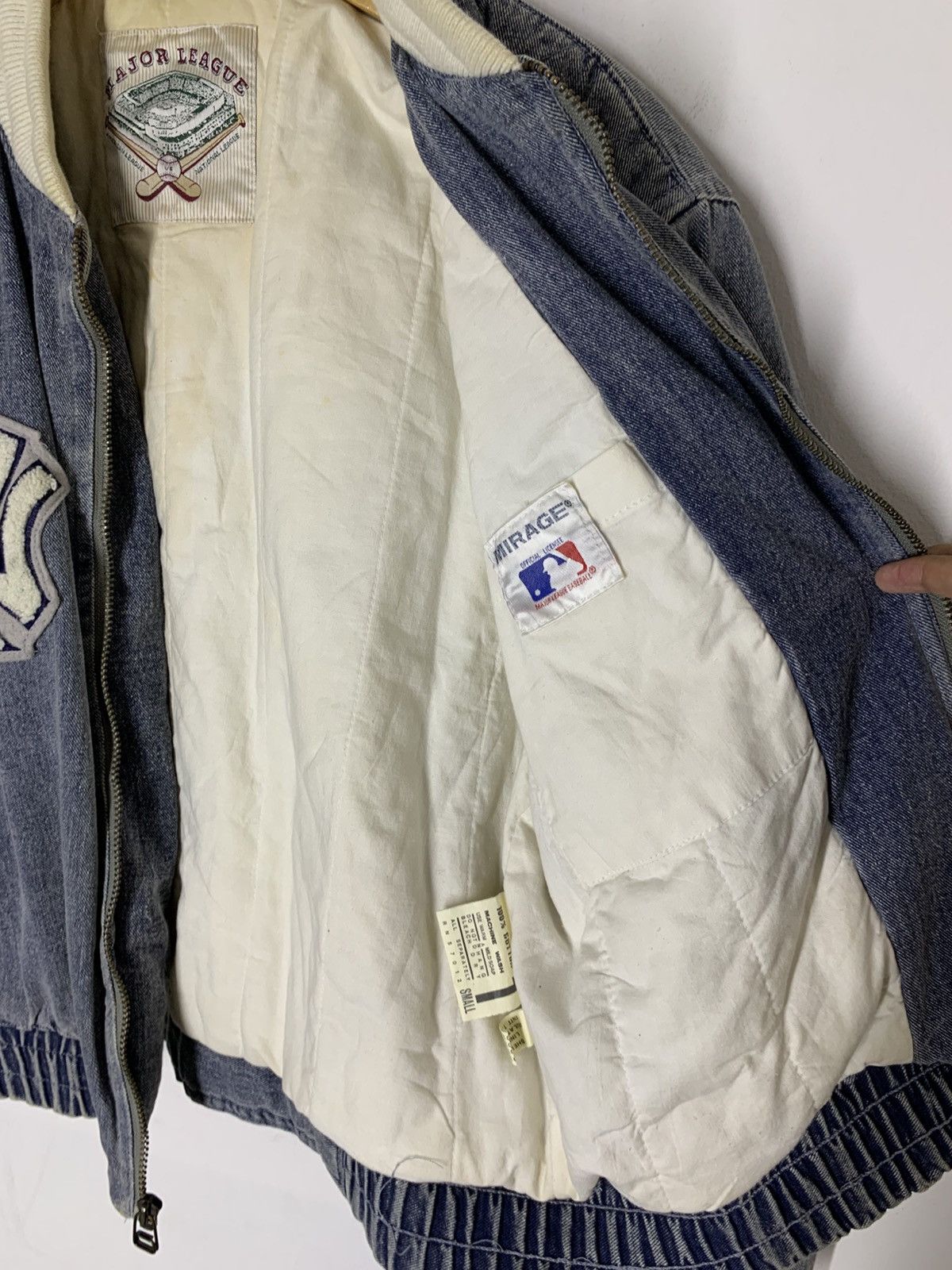 MLB Vintage MLB NY Yankees Denim Bomber Jacket Size US L / EU 52-54 / 3 - 9 Thumbnail