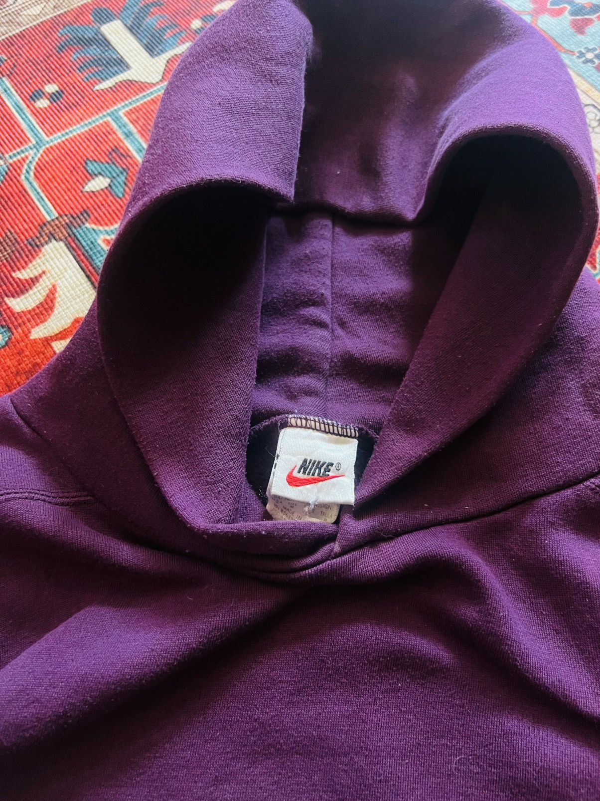 Nike Vintage 90s Nike Deep Purple Embroidered Pullover Hoodie Size US M / EU 48-50 / 2 - 6 Thumbnail