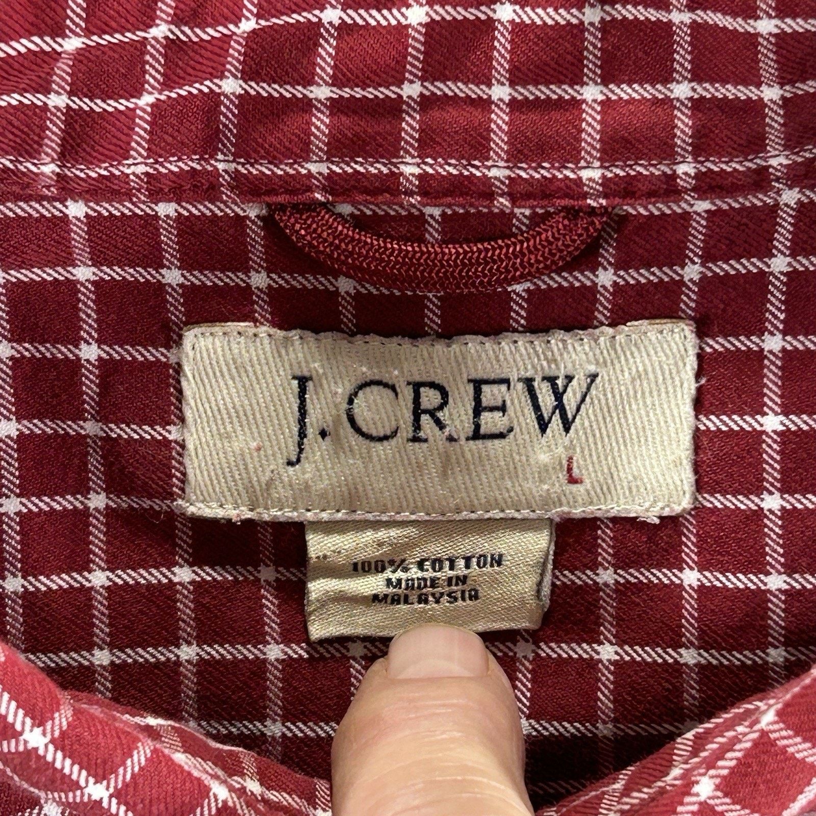 J.Crew J Crew Men's Sz L Red White Lines Squares Long Sleeve Shirt Size US L / EU 52-54 / 3 - 4 Thumbnail