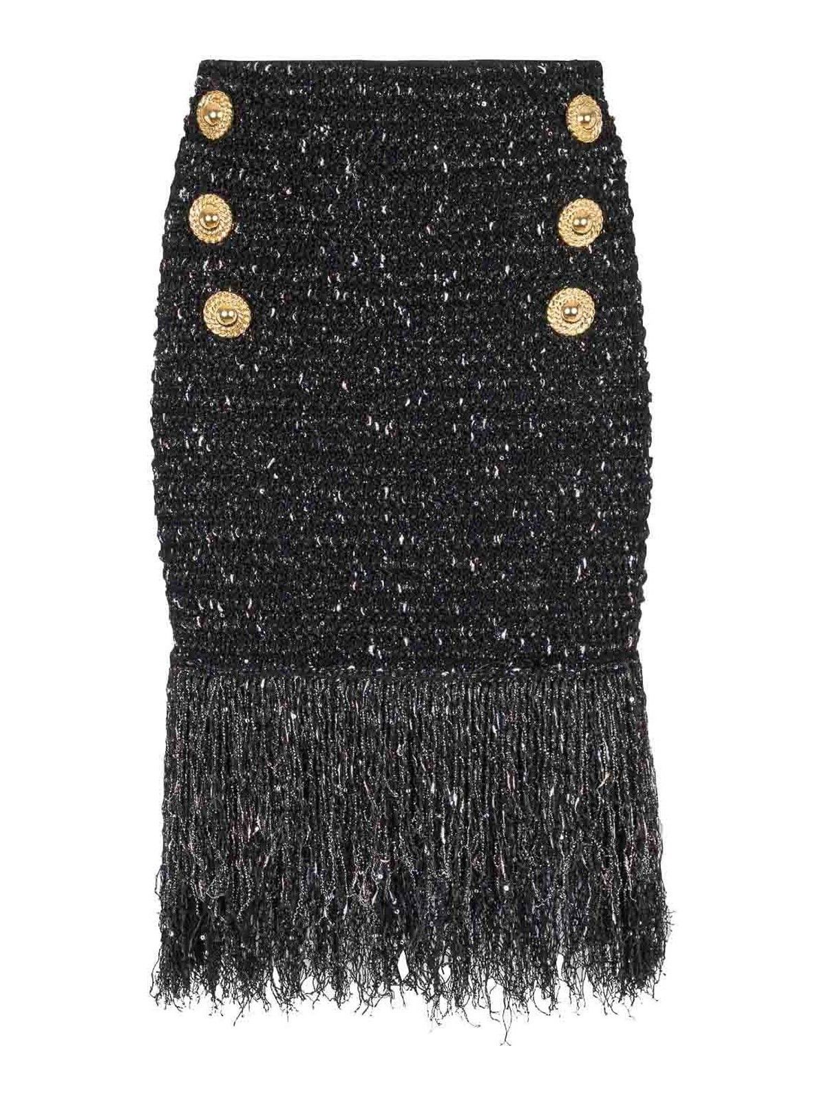 Balmain o1y0625 Mini Skirt in Black Size 26" / US 2 / IT 38 - 1 Thumbnail