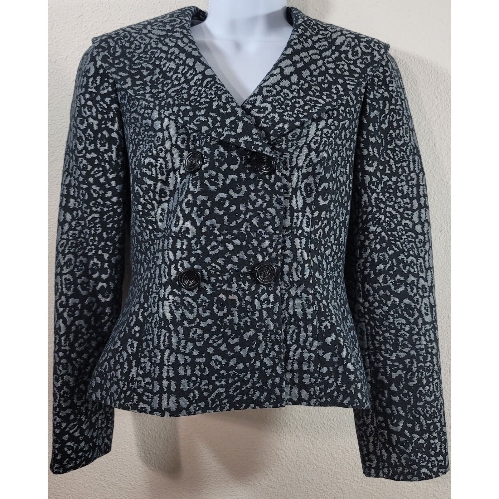 Other VTG Liz Claiborne Suits Black Silver Abstract Print Blazer 4 Size S / US 4 / IT 40 - 1 Thumbnail