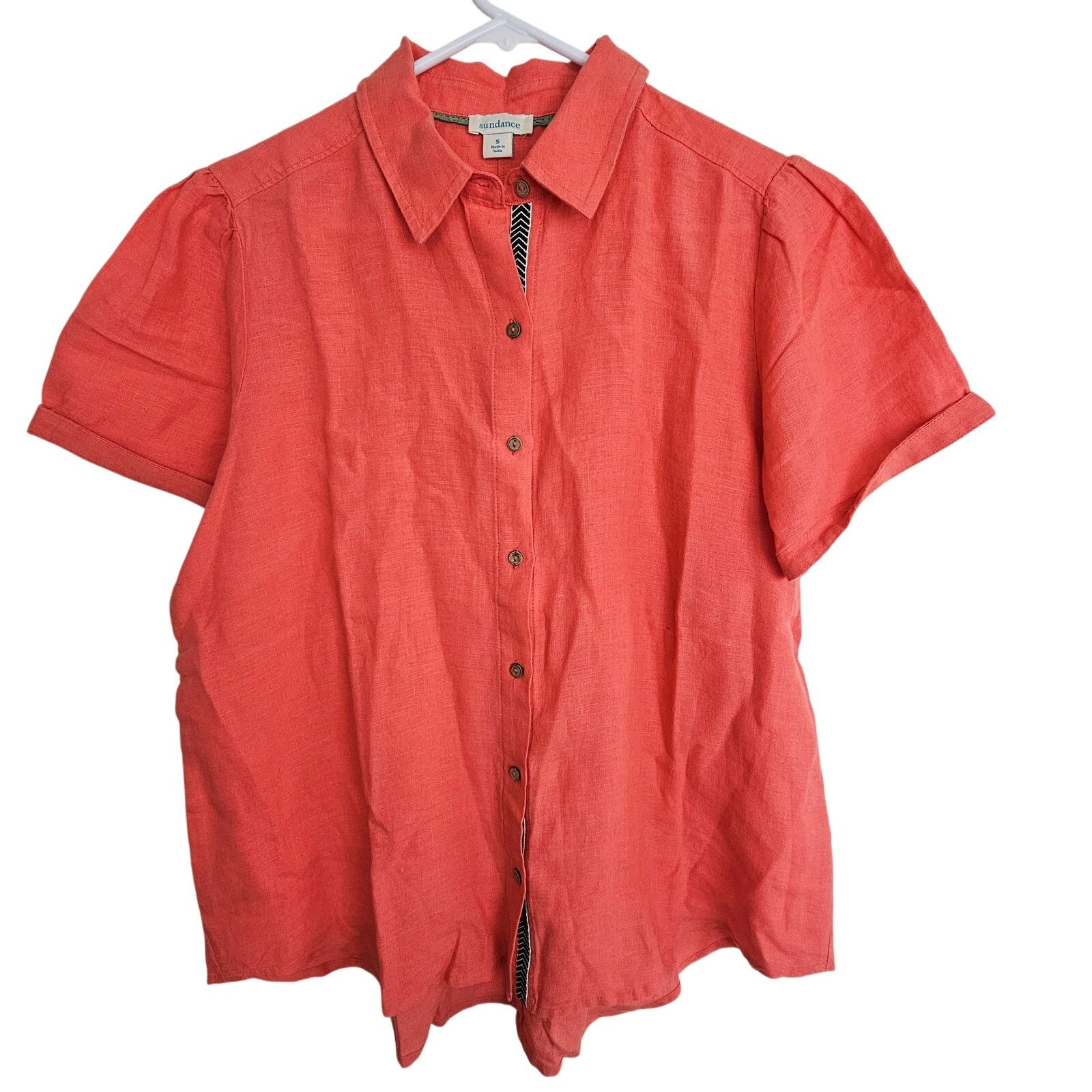 Sundry Sundance Womens Classic Tales 100% Linen Shirt Size S Coral Size S / US 4 / IT 40 - 2 Thumbnail