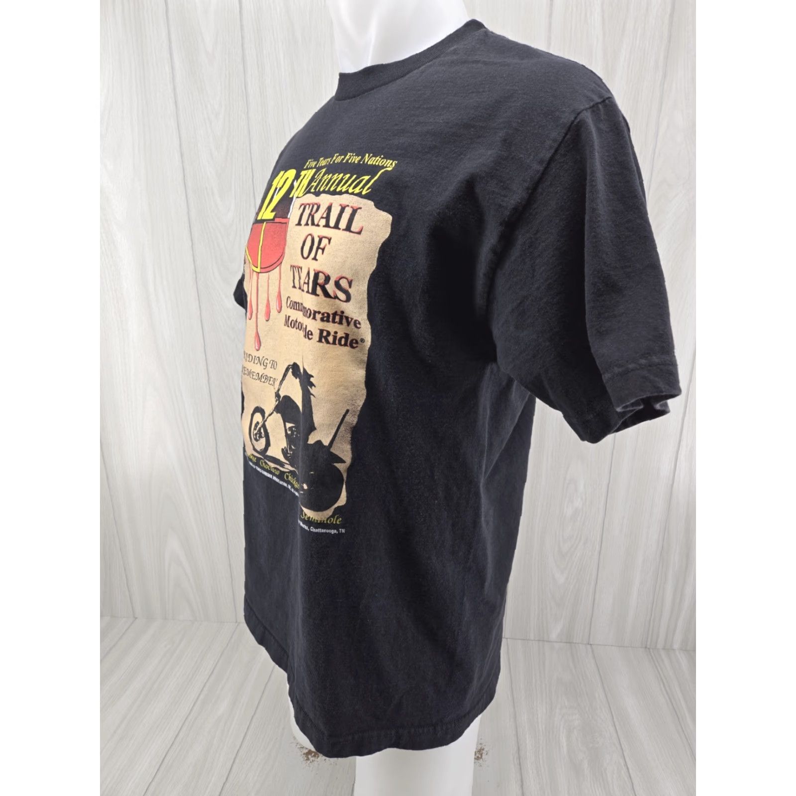 Vintage Trail of Tears 2005 12th Annual Commemorative Motorcycle Ride Black T Shirt Sz L Mens Shirt Size US L / EU 52-54 / 3 - 4 Thumbnail