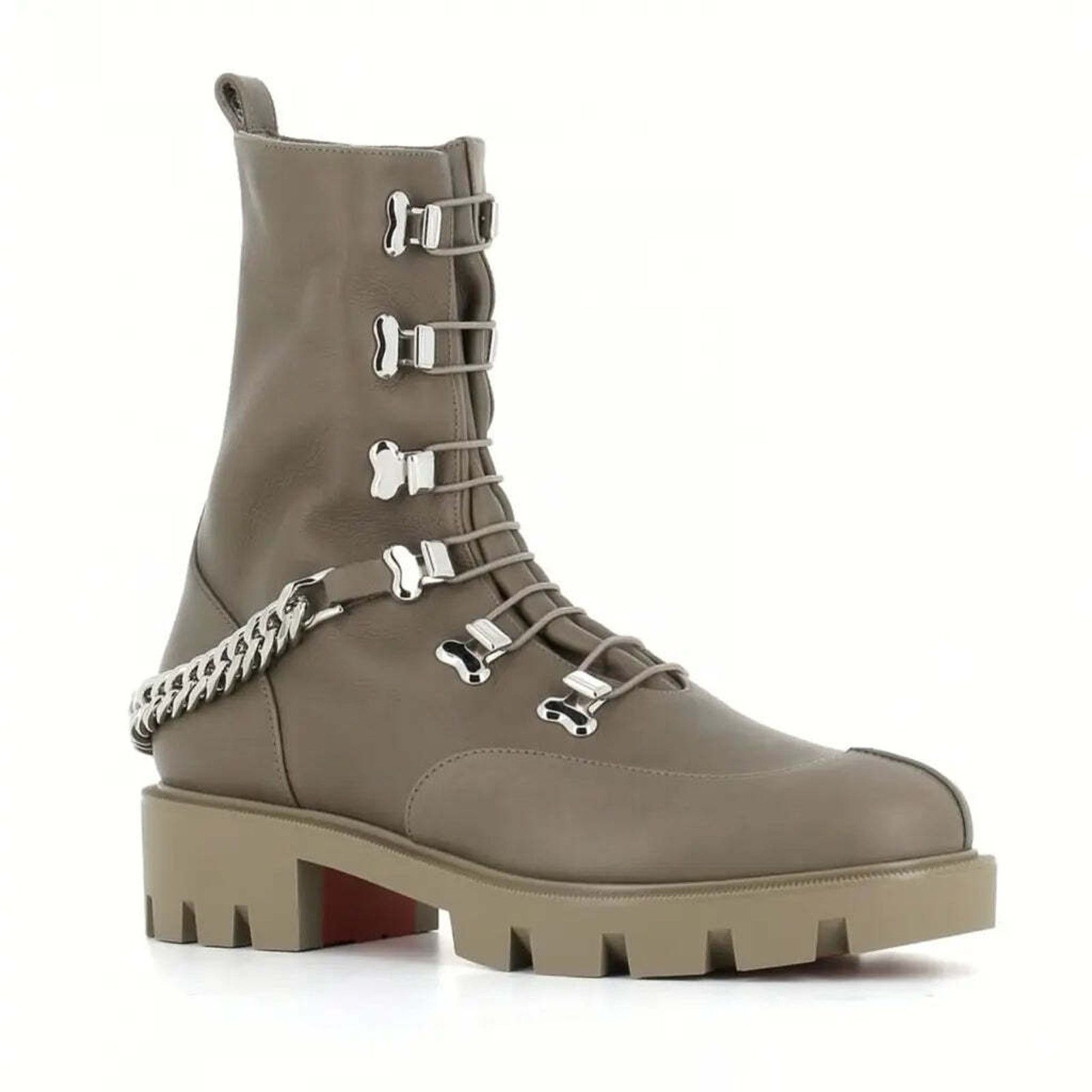 Christian Louboutin Christian Louboutin Horse Flat Silex Grey Leather Combat Size US 7 / IT 37 - 3 Thumbnail
