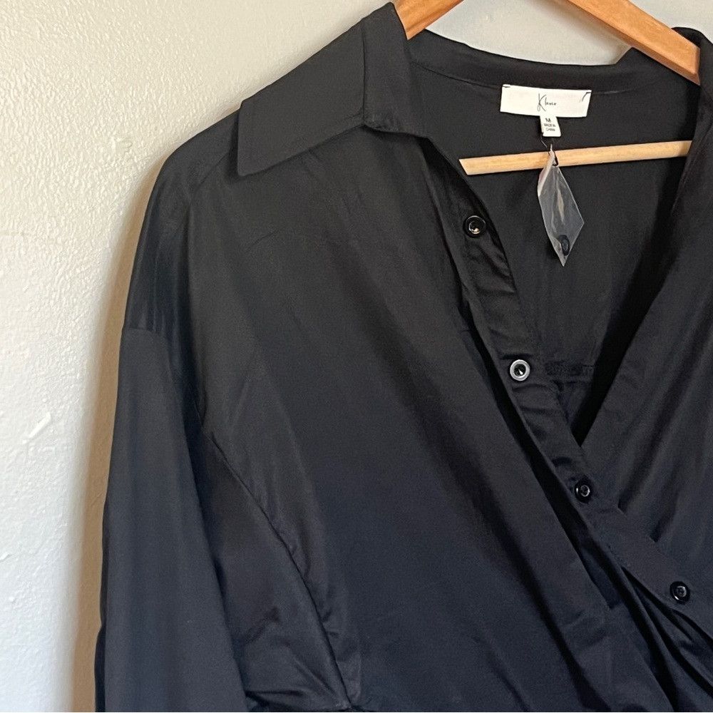The Unbranded Brand New Klesis Collared Long Sleeve Poplin Dress in Black Medium Size M / US 6-8 / IT 42-44 - 3 Thumbnail