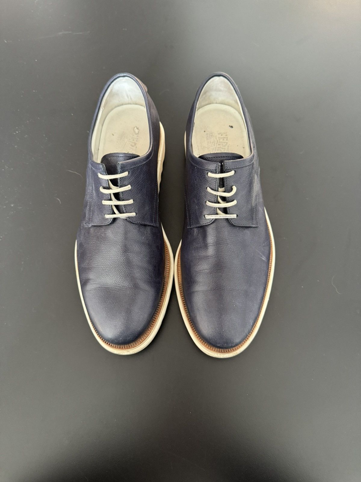 Salvatore Ferragamo Ferragamo Leather Derby, navy Size US 8 / EU 41 - 2 Thumbnail