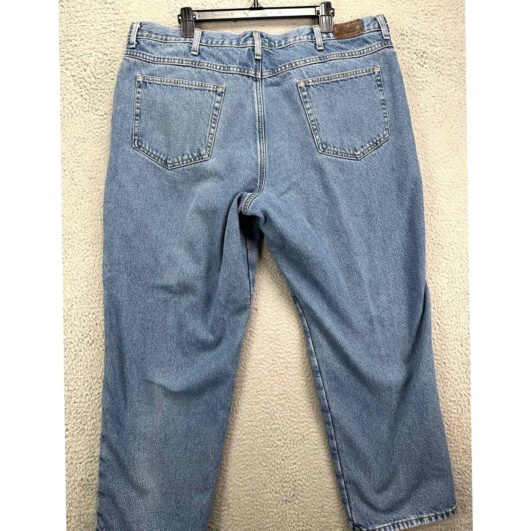 Vintage L.L. Bean Jeans Mens 42X30 Blue Distressed Relaxed Fit Straight Denim Pants Size US 42 / EU 58 - 3 Thumbnail