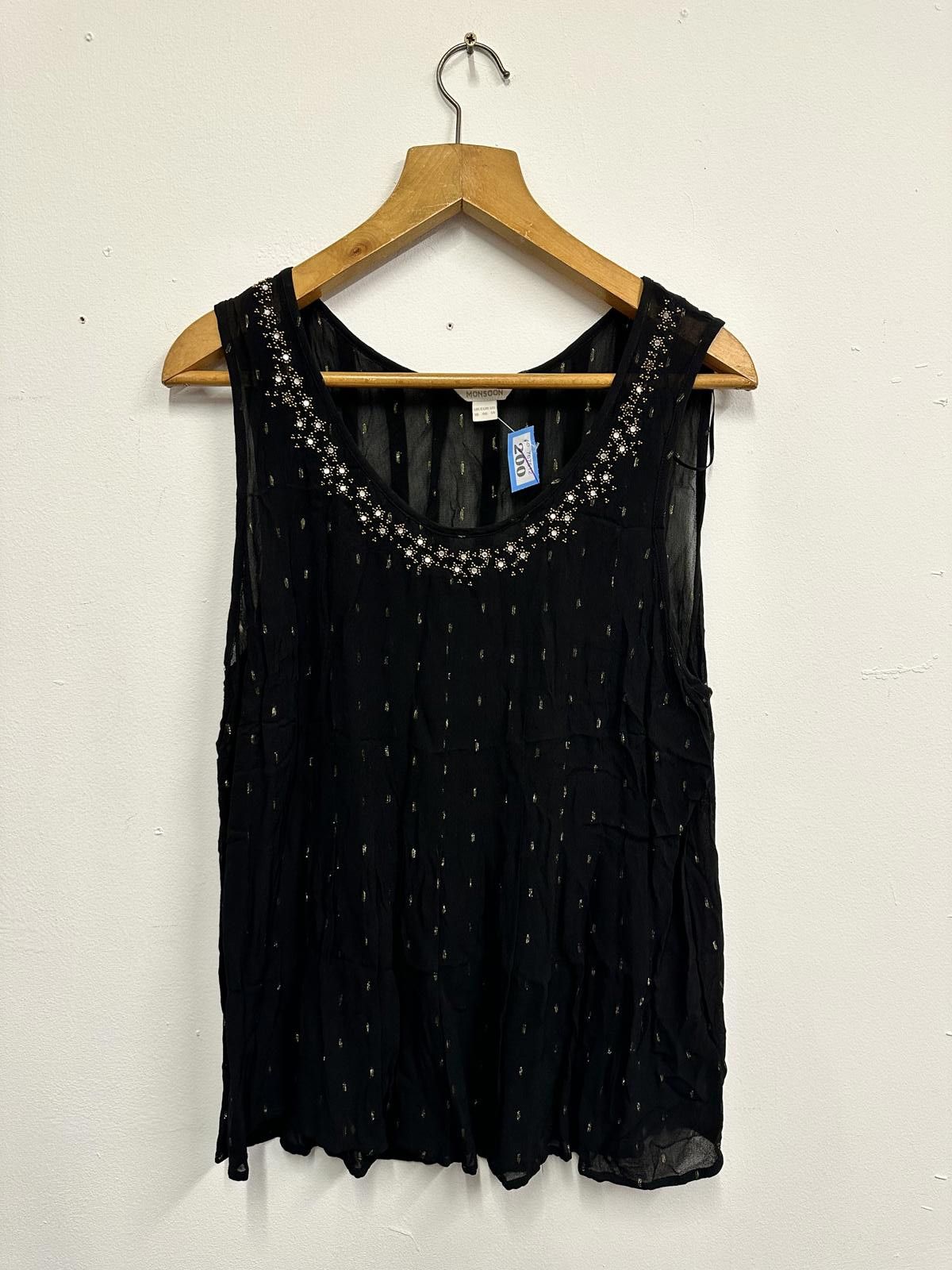 Other Monsoon Black Embellished Sleeveless Tank Top Size XL / US 12-14 / IT 48-50 - 1 Thumbnail