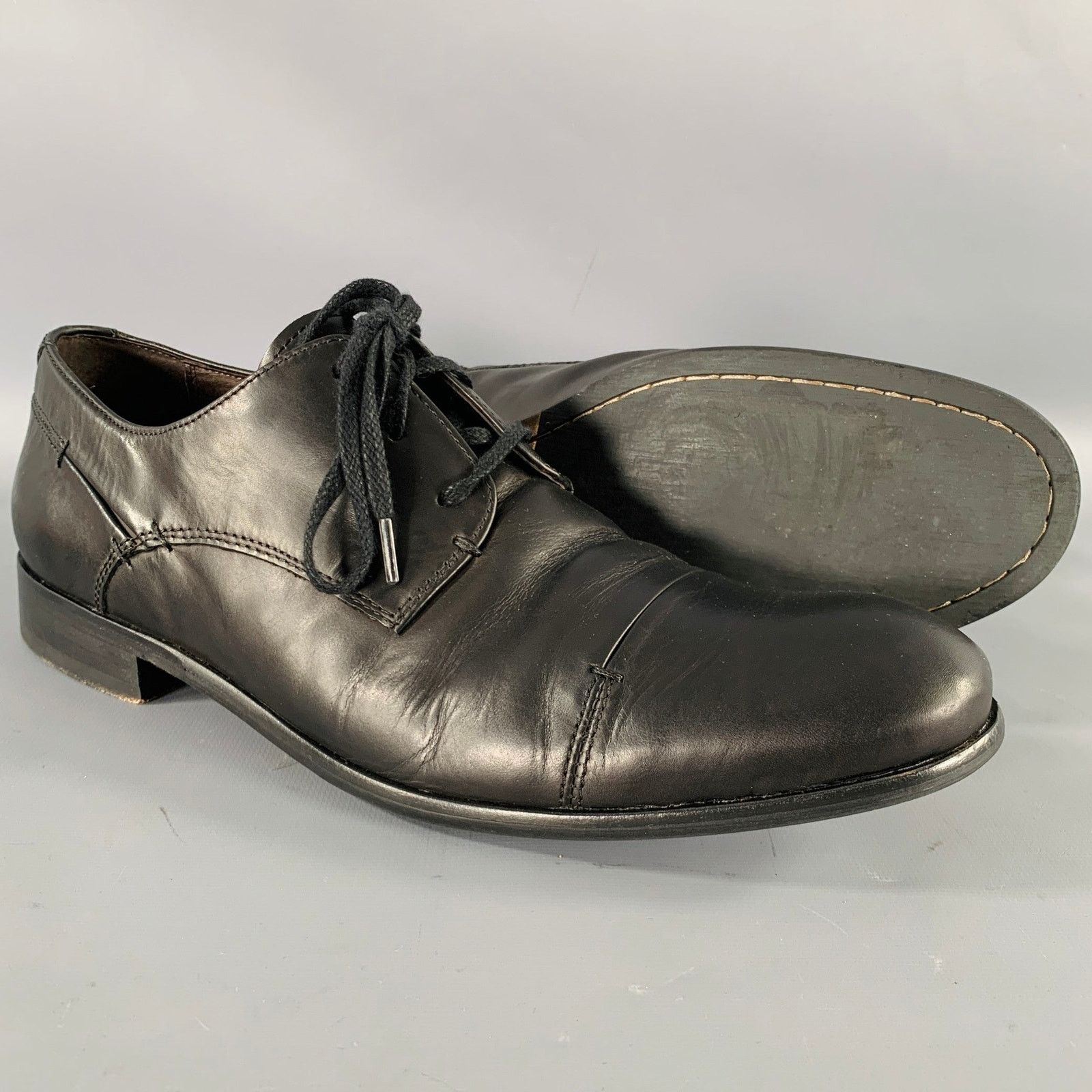 John Varvatos JOHN VARVATOS Size 9.5 Black Leather Derby Lace-Up Shoes Size US 9.5 / EU 42-43 - 5 Thumbnail