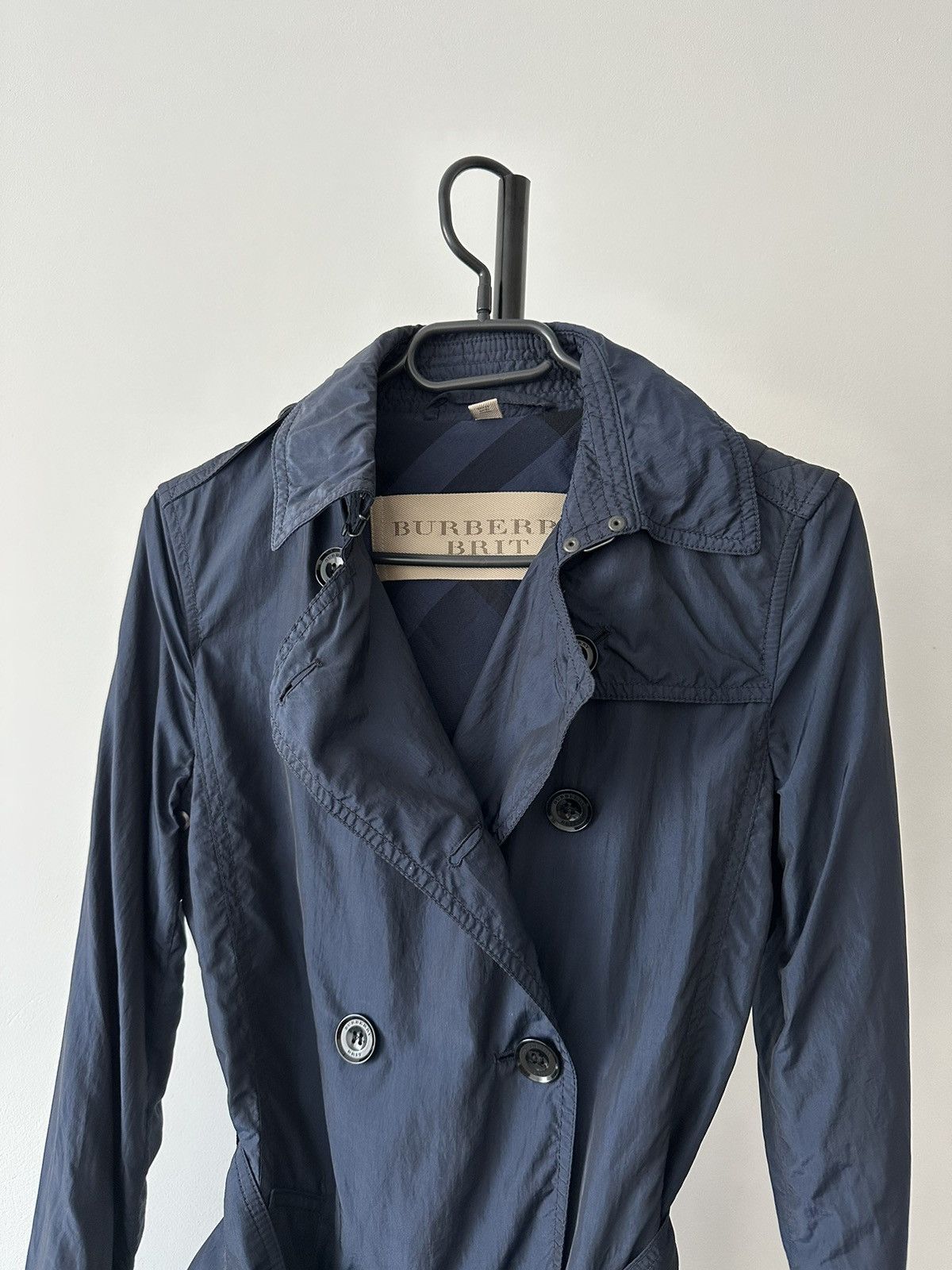 Burberry Burberry Brit Navy nylon belted trench coat Size S / US 4 / IT 40 - 2 Thumbnail