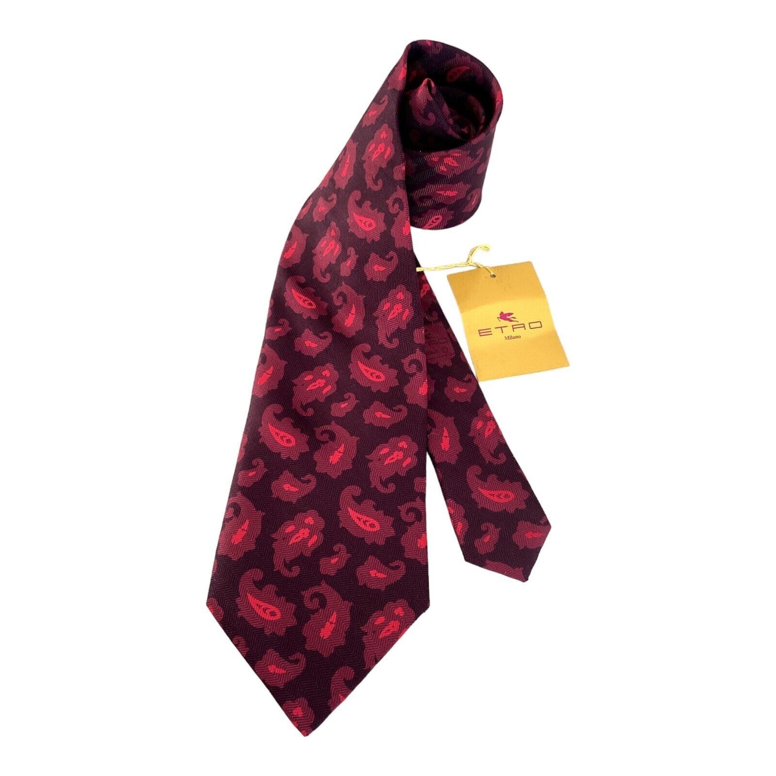 Etro ETRO MILANO Burgundy Paisley Luxury Silk Tie In Made Italy W Size ONE SIZE - 2 Thumbnail