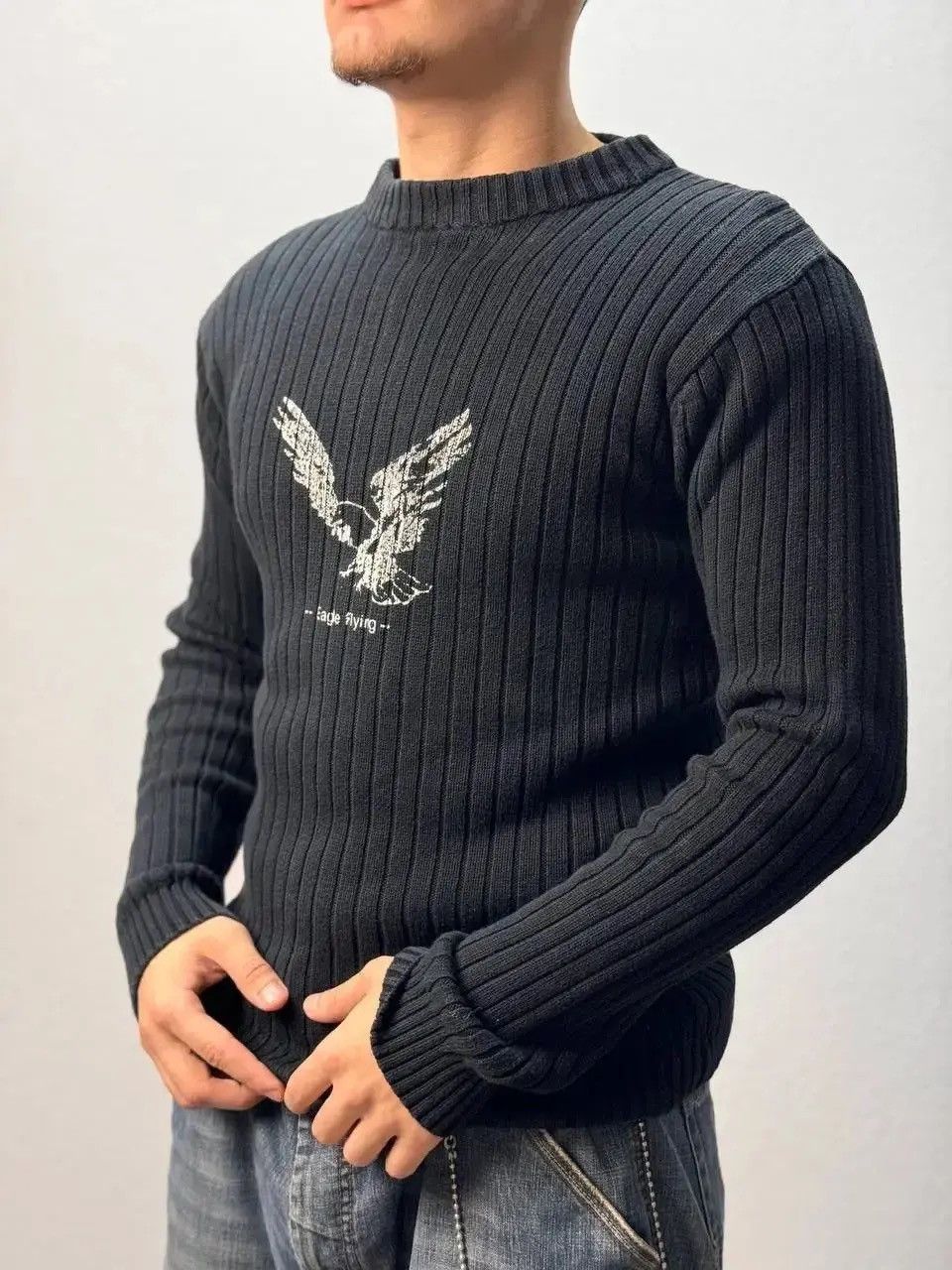 Japanese Brand × Vintage Vintage Y2K Distressed Striped Sweater Faded knit Y2K Effect Size US M / EU 48-50 / 2 - 2 Thumbnail