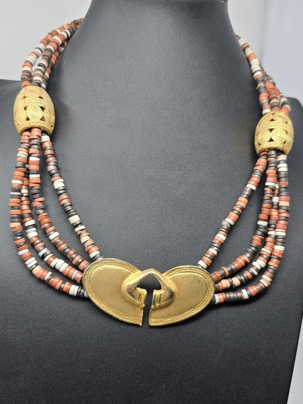 The Unbranded Brand Vintage Tairona Style Beaded Necklace Brass Amulet Ethnic Size ONE SIZE - 1 Thumbnail