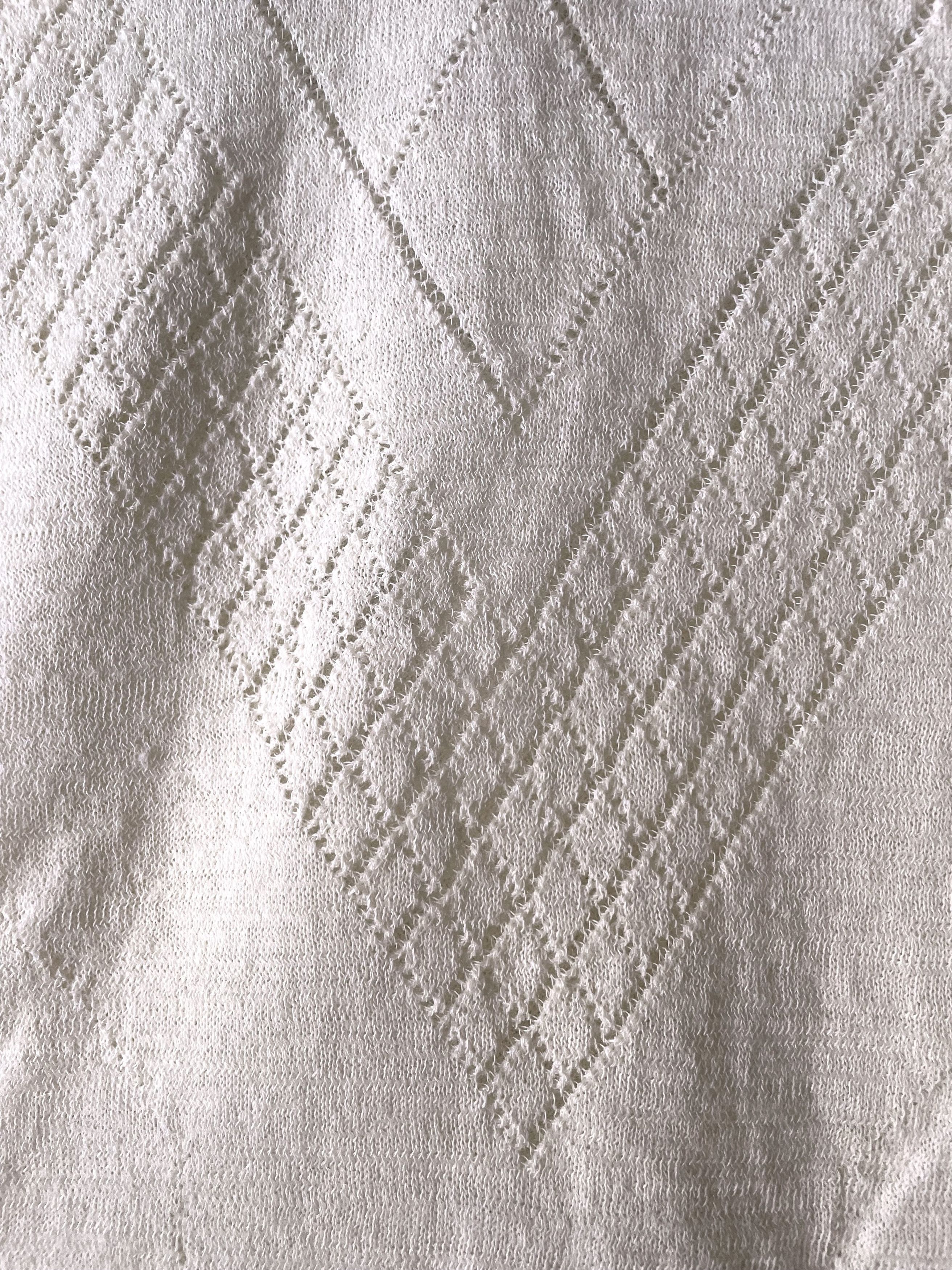 Jil Sander CHEVRON LADDER STITCHED OFF WHITE WOOL POLO SWEATER Size US M / EU 48-50 / 2 - 8 Thumbnail