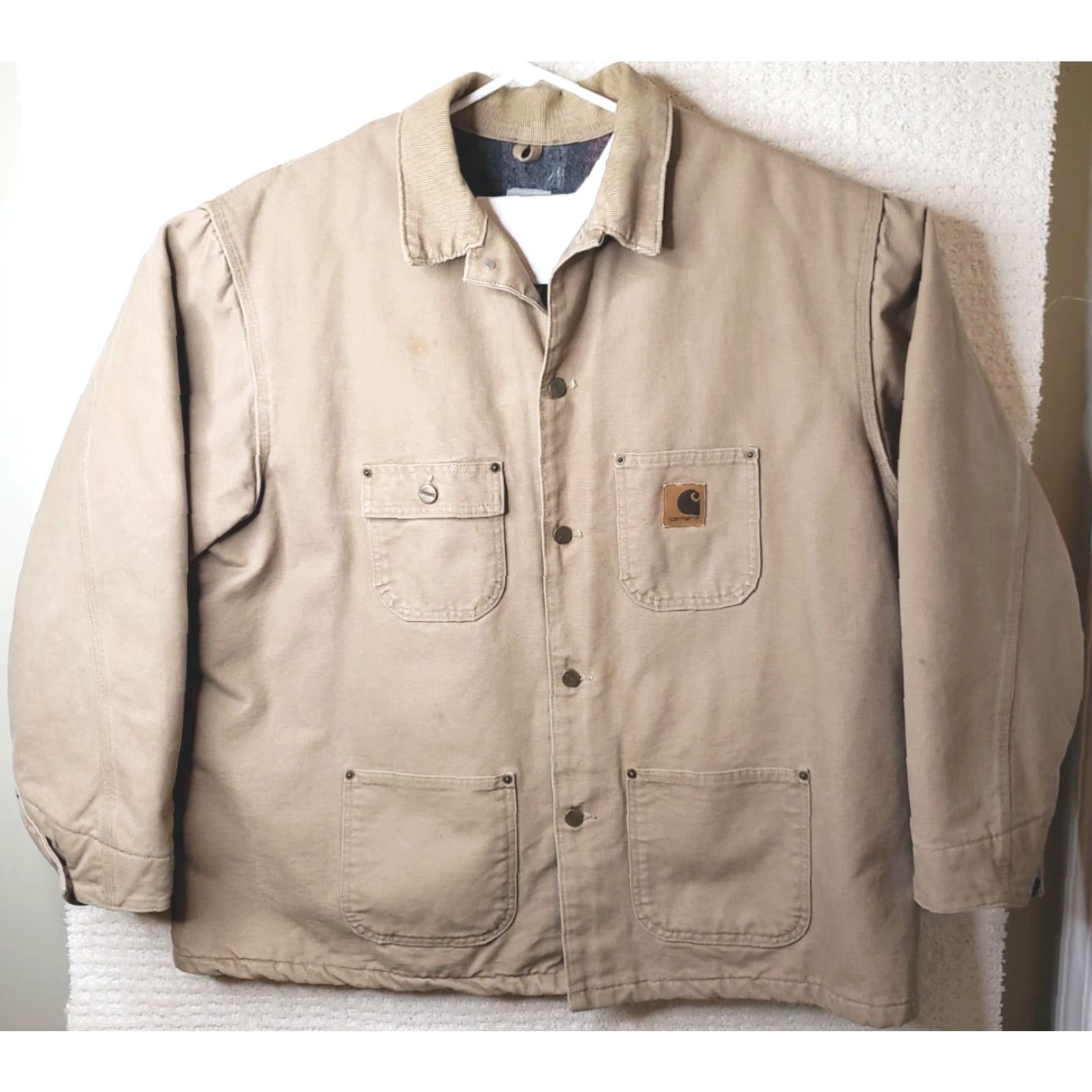 Carhartt VINTAGE Carhartt Men's 2XL Regular Blanket Lined Canvas Jacket Coat C02 SDL Sandstone Workwear Chore Barn Coat Mens Size US XXL / EU 58 / 5 - 2 Thumbnail
