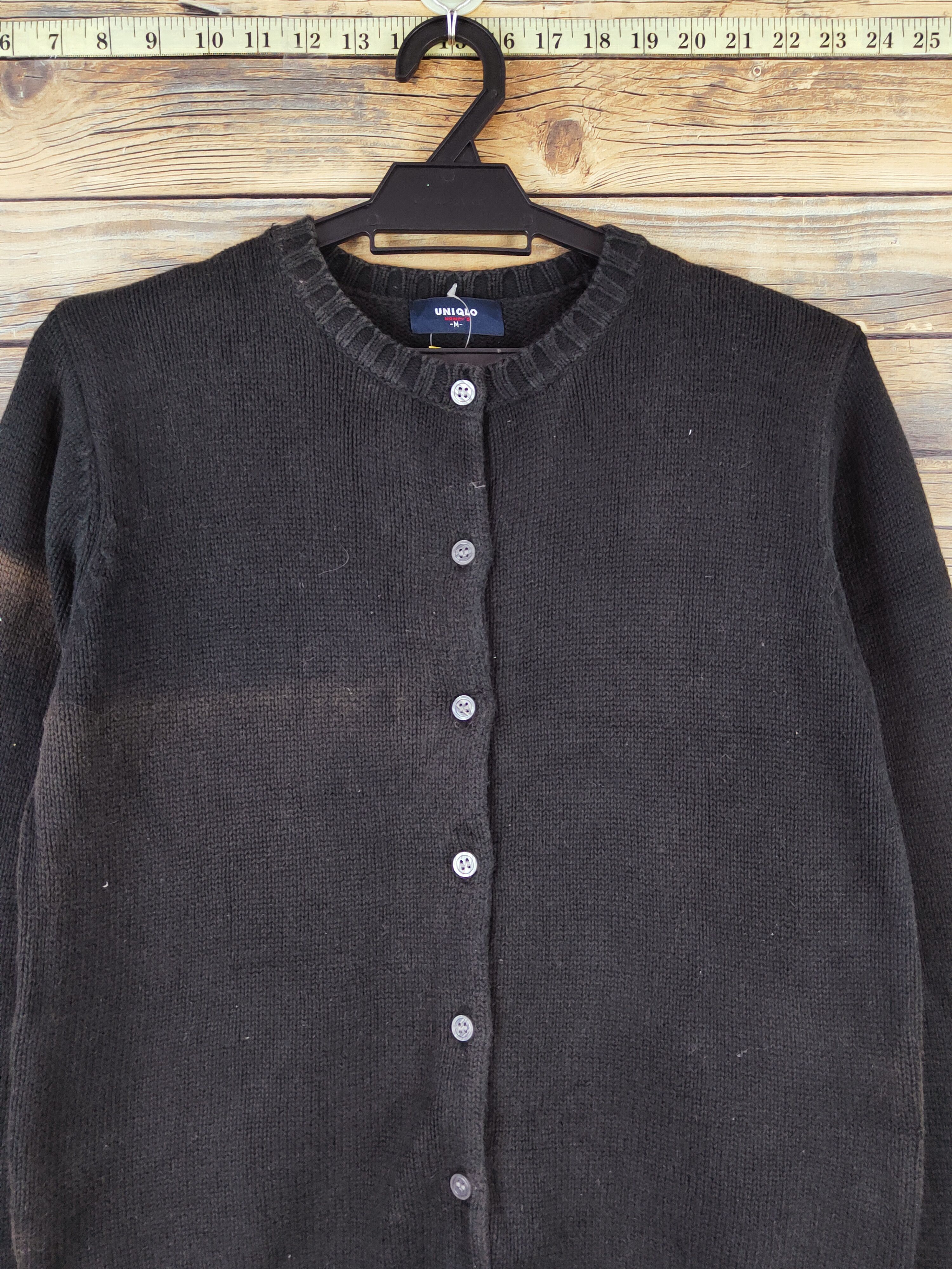 Homespun Knitwear × Japanese Brand Uniqlo japan vintage Black Faded Knitwear Cardigan #W996 Size M / US 6-8 / IT 42-44 - 2 Thumbnail