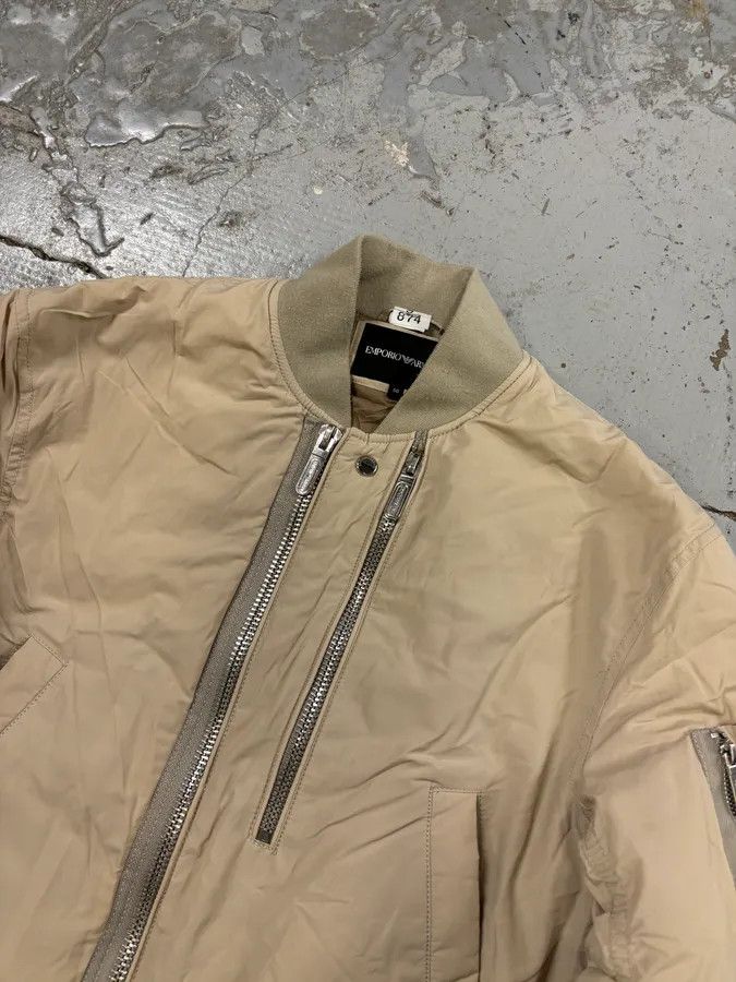 Emporio Armani AW2019 Emporio Armani Beige Nylon Zip Bomber Jacket Size US L / EU 52-54 / 3 - 4 Thumbnail