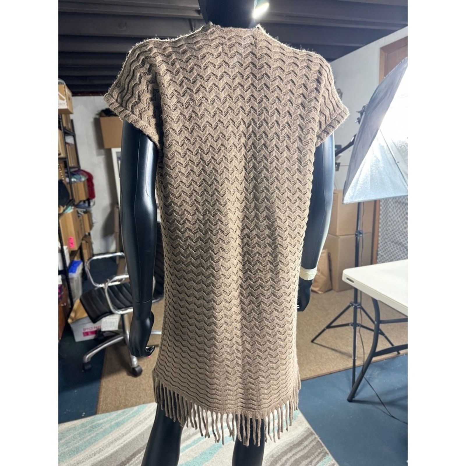 & Other Stories Charlotte Daniel Sleeveless Duster Cardigan Fringe Tan VEST Size S / US 4 / IT 40 - 2 Thumbnail