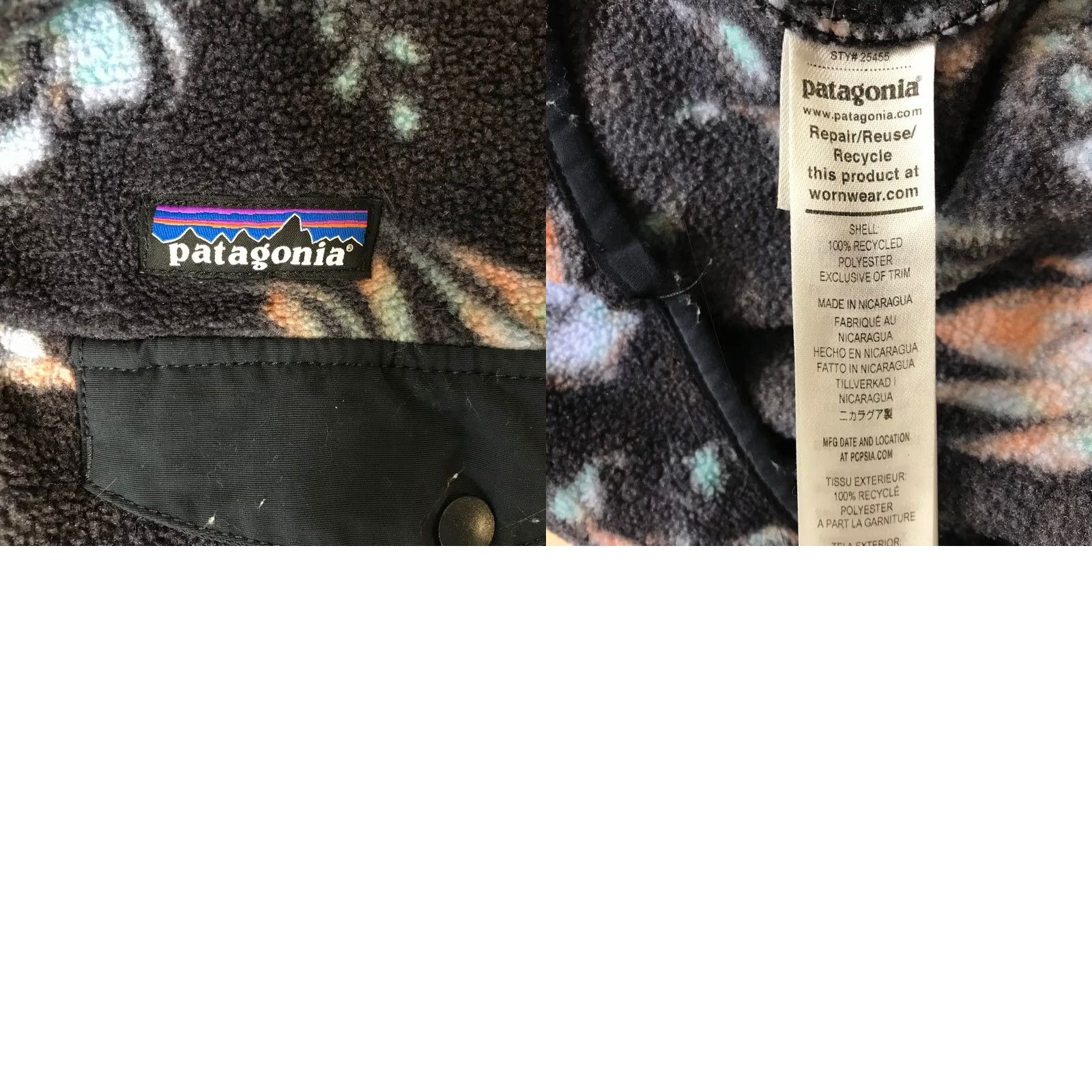 Patagonia Patagonia Fleece Pullover Floral Print Women's M Sweatshirt Long Sleeve 1/2 Zip Snap Pockets Charcoal Black Logo Patch Hanley Neck Size M / US 6-8 / IT 42-44 - 8 Thumbnail