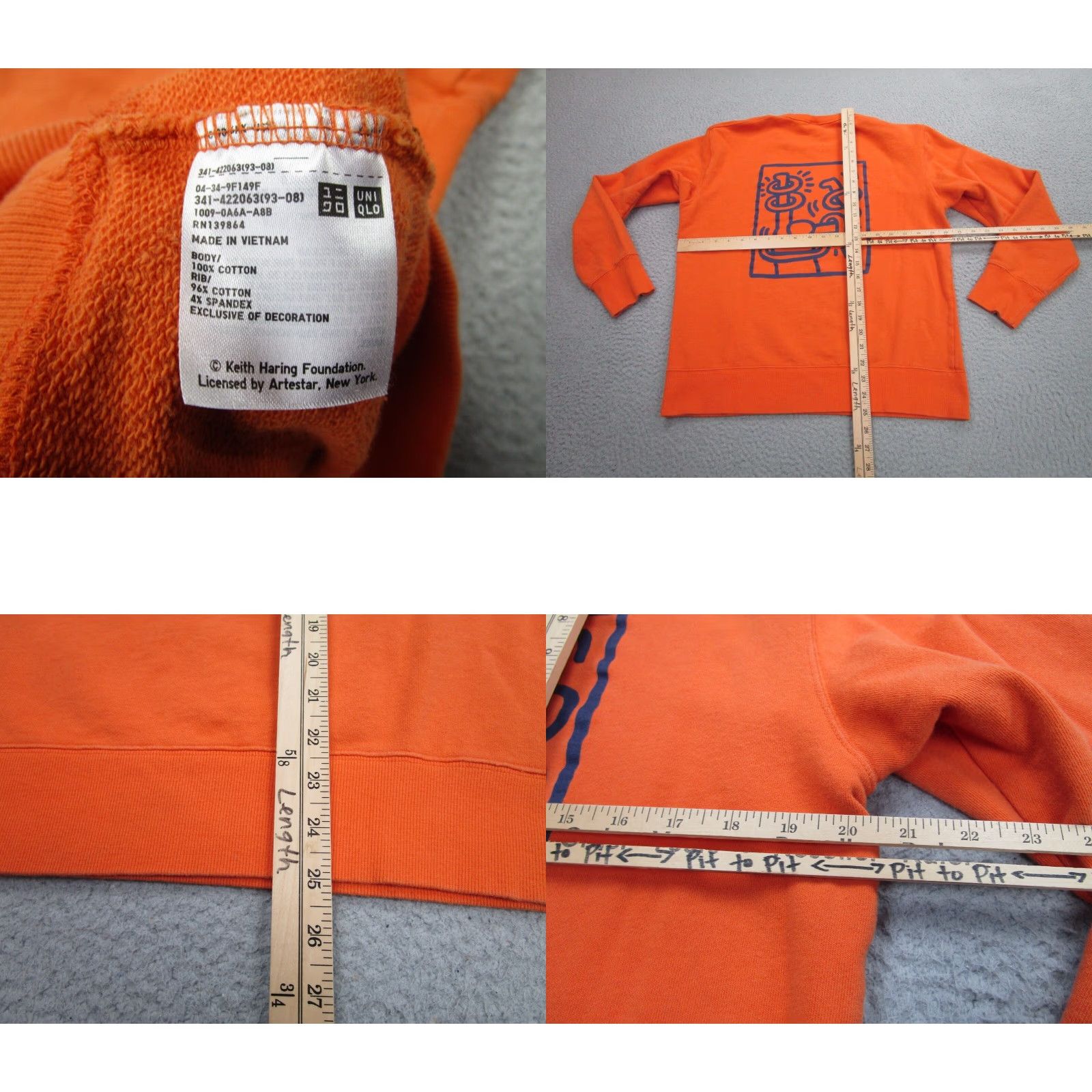 Uniqlo Uniqlo Keith Haring Sweatshirt Mens M Orange Graphic Print Pullover Long Sleeve Party of Life Size US M / EU 48-50 / 2 - 8 Thumbnail