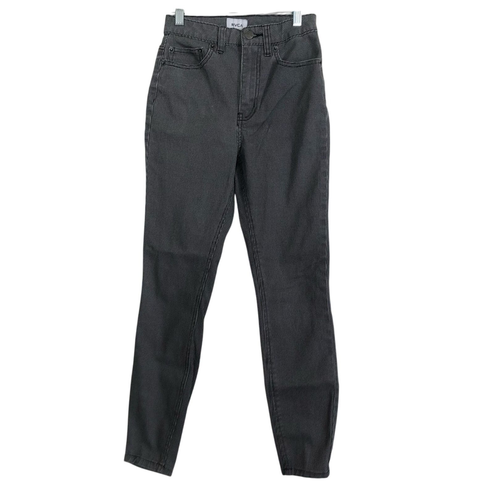RVCA RVCA Solar Black White Houndstooth Skinny High Denim Pants Size 24" / US 00 / IT 34 - 1 Thumbnail