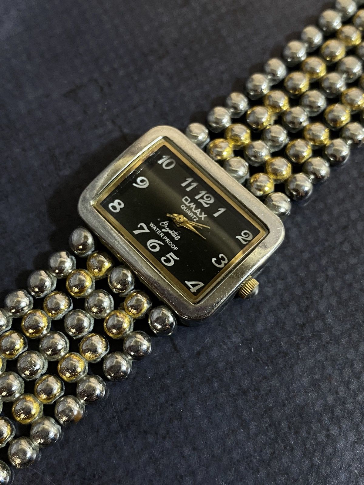 Japanese Brand Omax Rectangular Dial Beaded Bracelet Watch Japanese Brand Size ONE SIZE - 9 Thumbnail