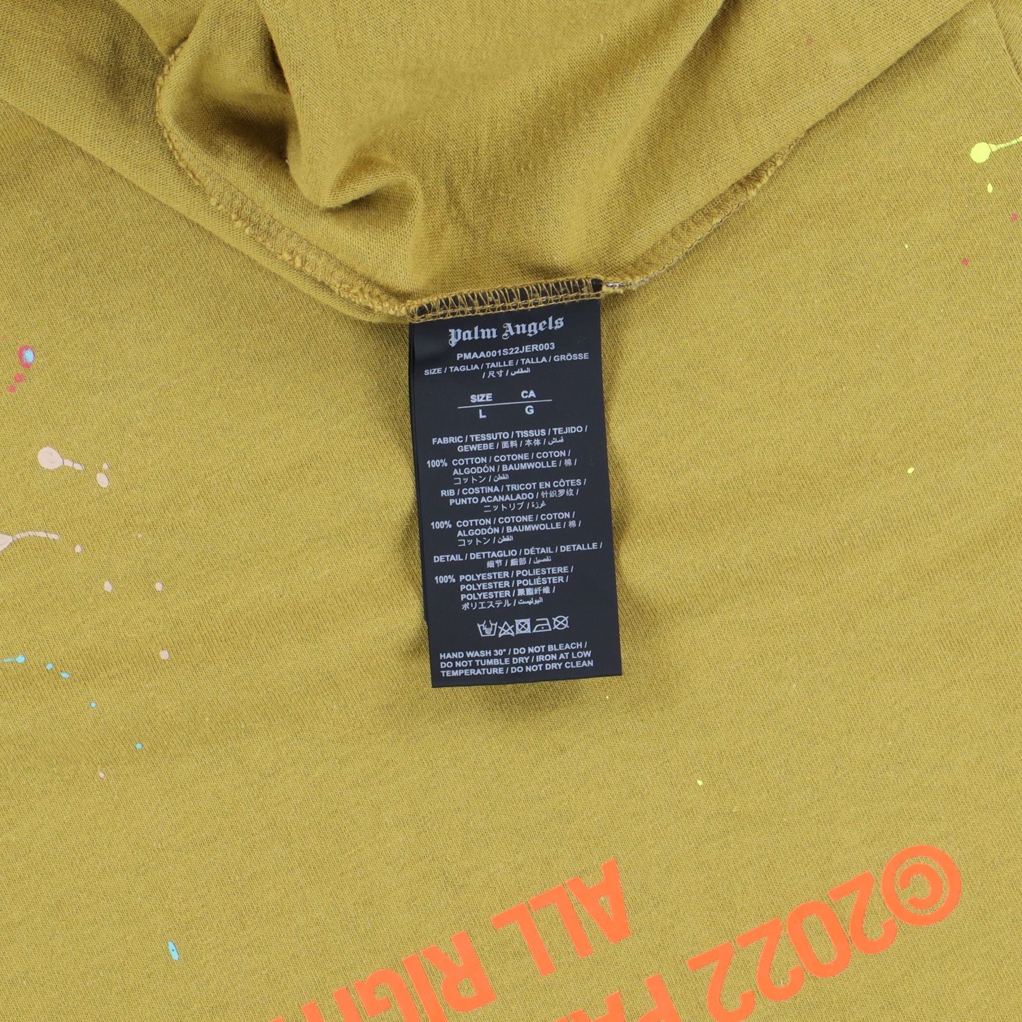Palm Angels Mustard Palm Tree Paint Splatter T-Shirt Size US L / EU 52-54 / 3 - 6 Thumbnail
