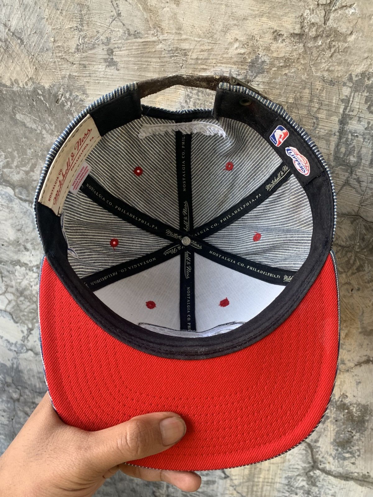 Mitchell & Ness LA Clippers Mitchell & Ness Blue Pinstripe Snapback Hat Size ONE SIZE - 5 Thumbnail