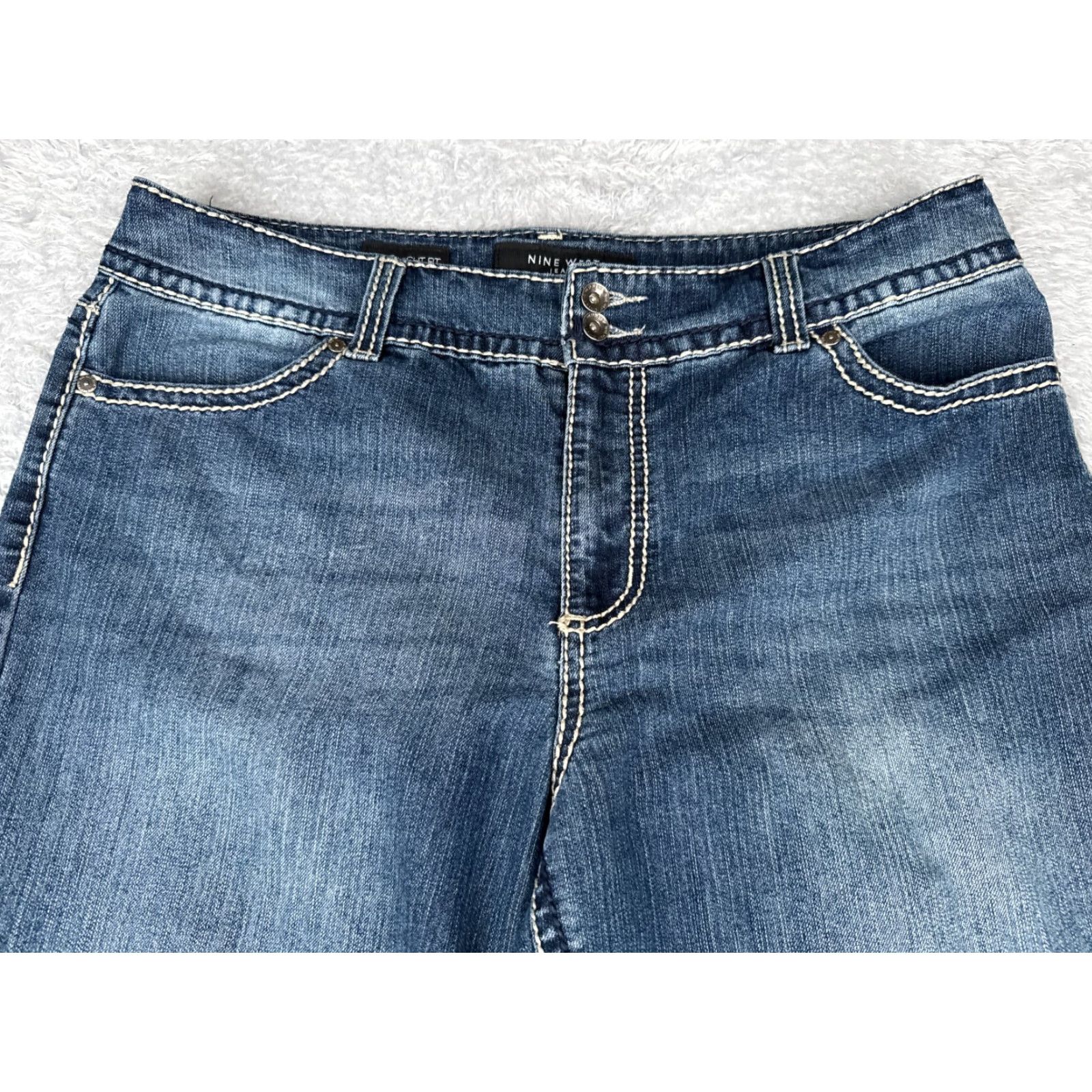 Nine West Nine West Jeans Women 14 Blue Denim Capri Crop Embroidered 32x25 High Rise Casual Date Night Womens Jeans Size 36" / US 14 / IT 50 - 4 Thumbnail