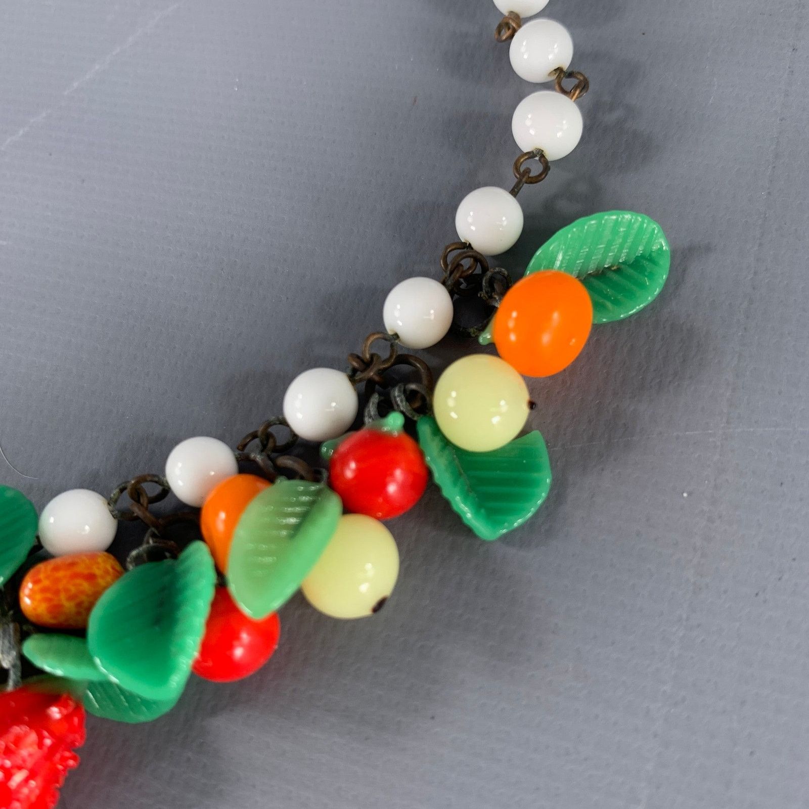 Miriam Haskell White Multi Color Fruit Beaded Art Deco Choker Necklace Size ONE SIZE - 3 Thumbnail