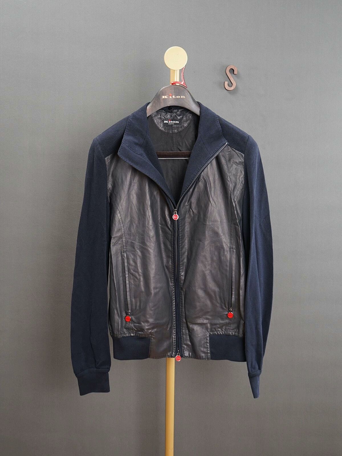 Kiton Kiton Slim Lambskin Jacket with Cotton Panels Size US S / EU 44-46 / 1 - 1 Thumbnail