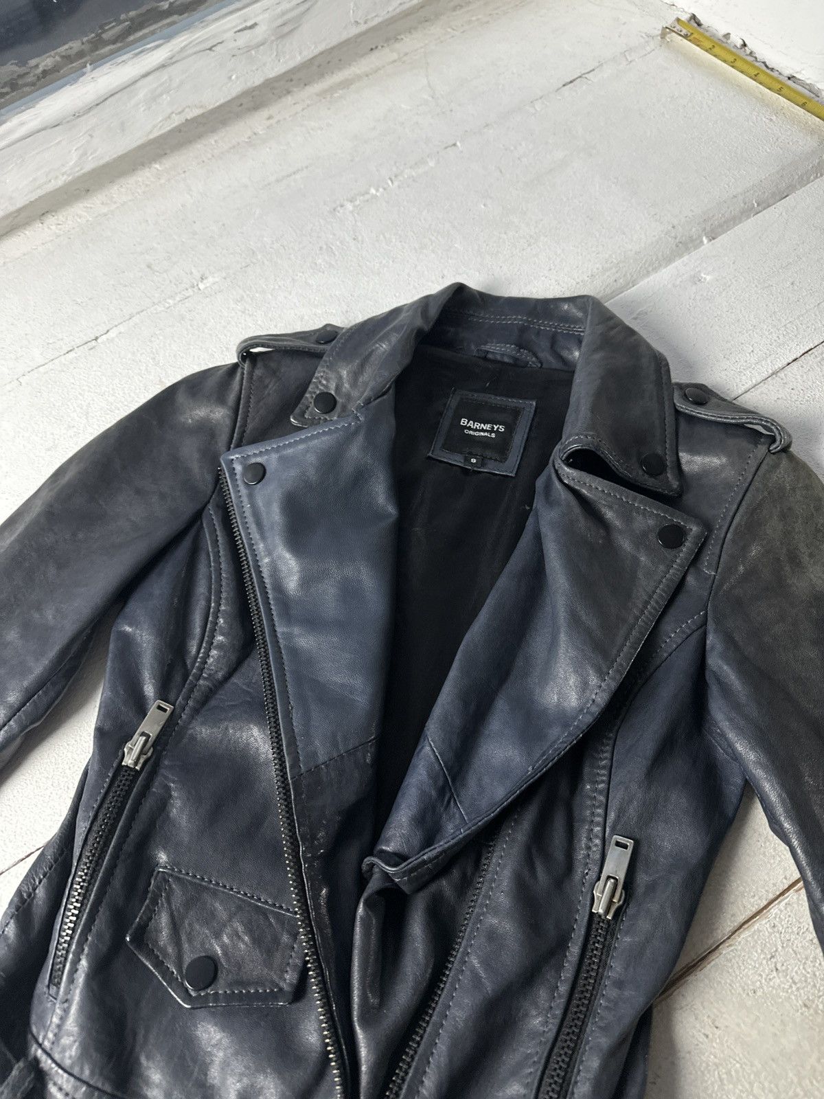 Other 🚨Y2K RICK OWENS TYPE DIRTY SLIM FIT ZIP LEATHER JACKET Size S / US 4 / IT 40 - 7 Thumbnail