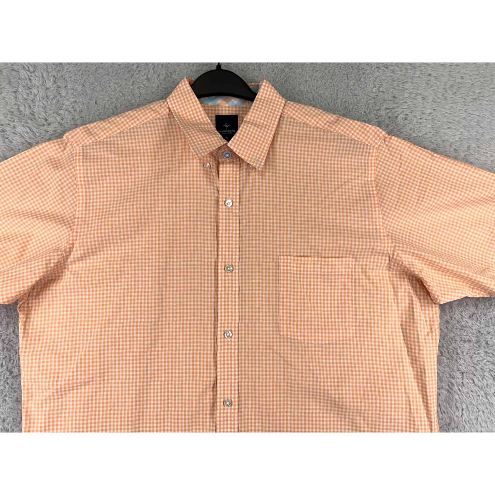 Tailorbyrd TAILORBYRD Shirt Mens XL Orange Plaid 100% Cotton Button-Up Golf Casual Workwear Mens, Classic, Designer, American, 90s Theme? Size US XL / EU 56 / 4 - 5 Thumbnail