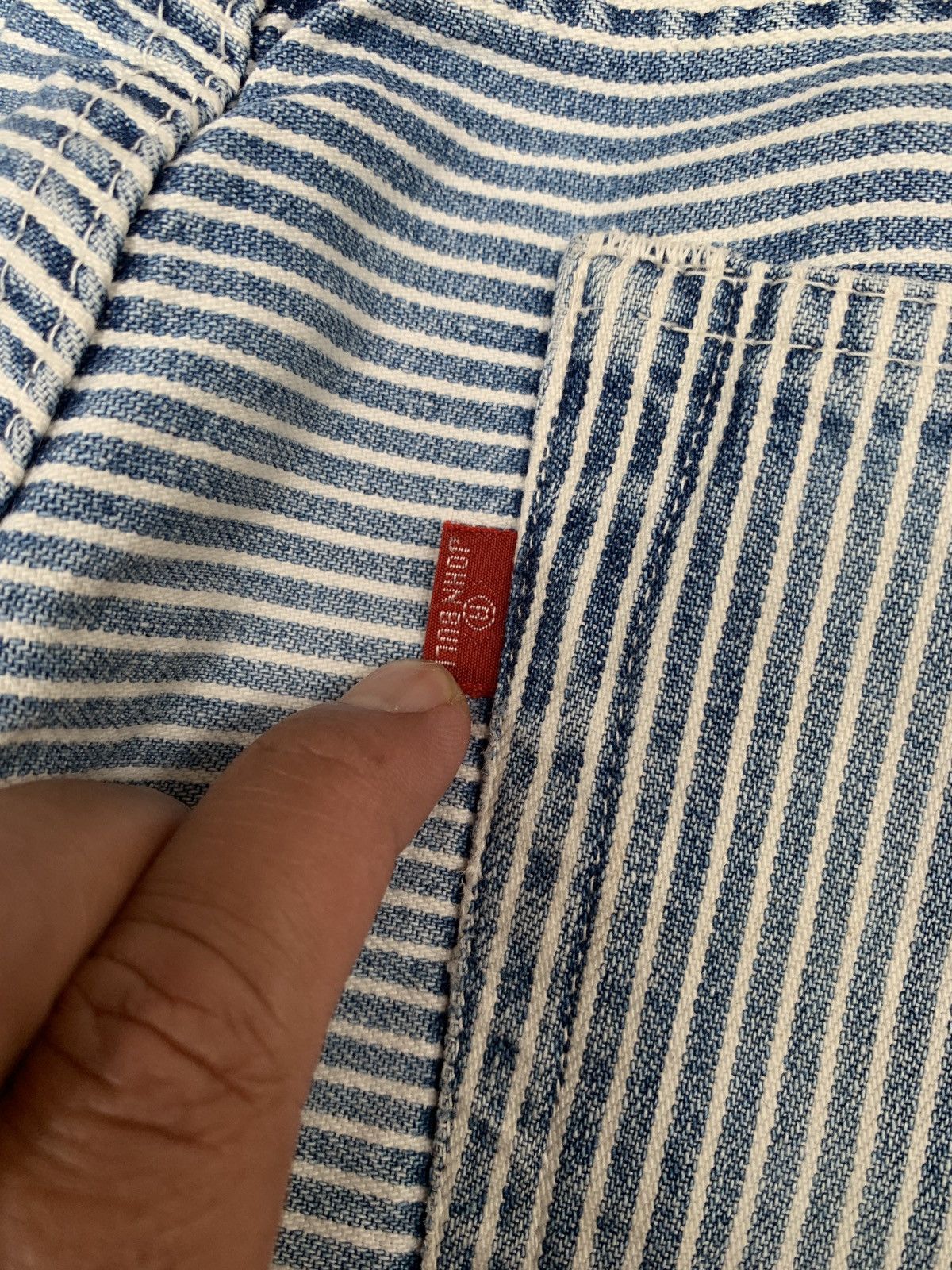 Japanese Brand × Johnbull × Vintage 1990s John Bull Japan Horizontal Stripes Denim Pants Size US 29 - 7 Thumbnail