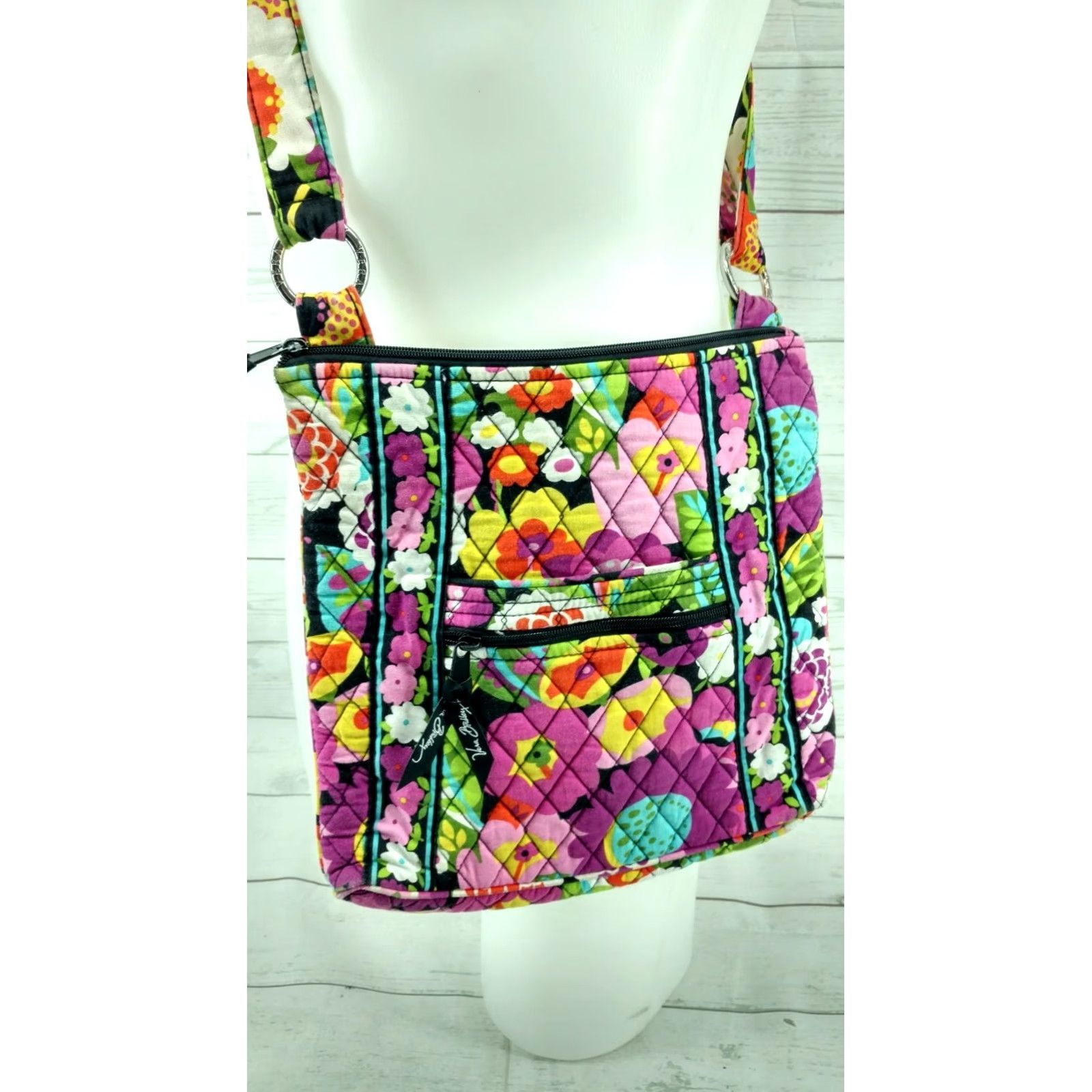 Vera Bradley Vera Bradley Crossbody Bag Pink Floral Print 10"x10" Womens Small Zip Size ONE SIZE - 2 Thumbnail