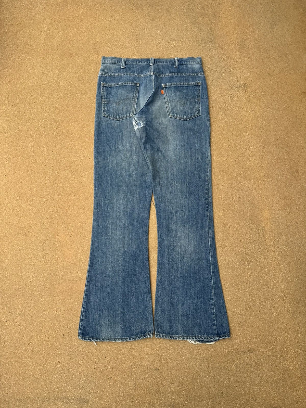 Levi's × Vintage Vtg 70’s Levi’s 646 Orange Tab Bellbottom Flare Jeans 35x32 Size US 35 - 2 Thumbnail