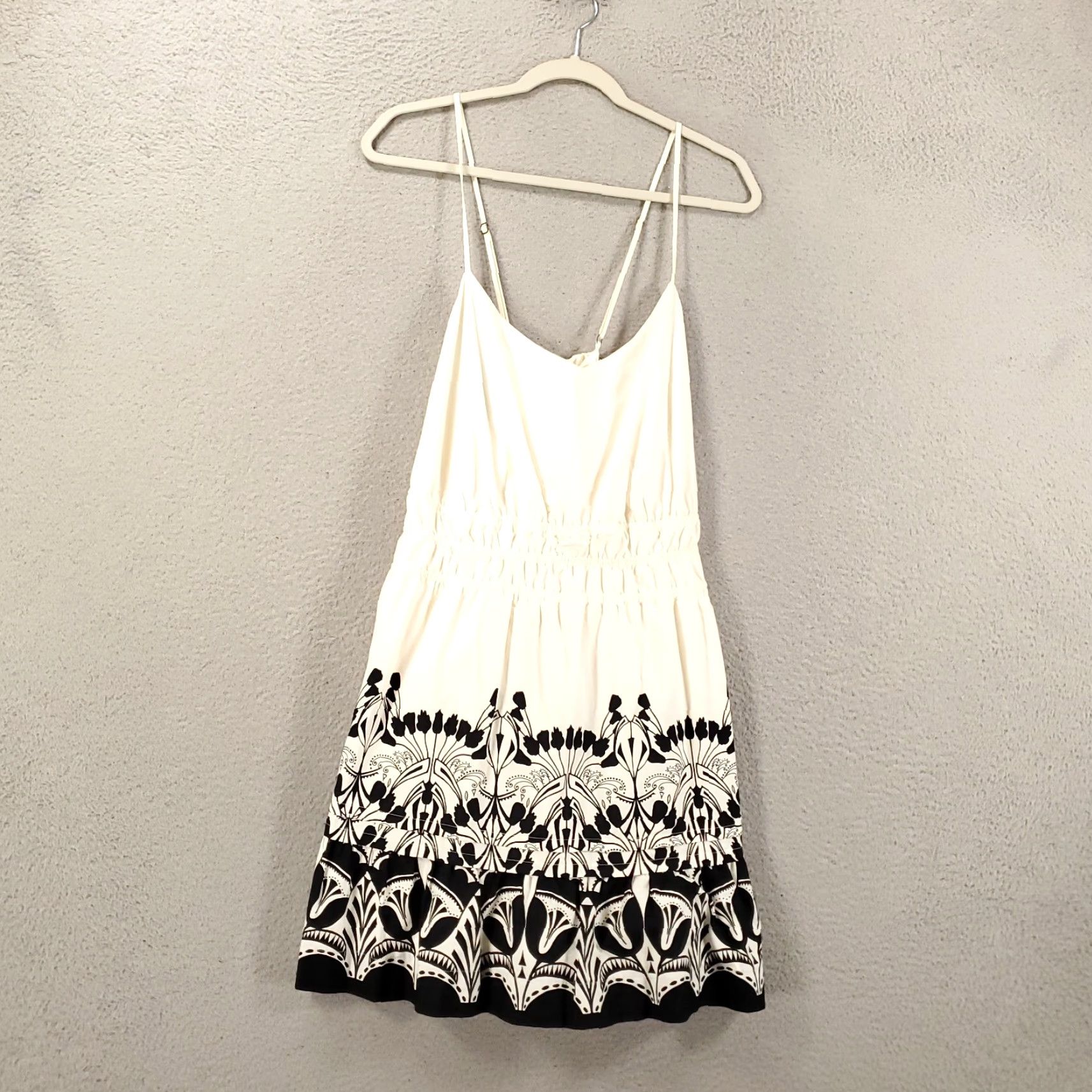 Anthropologie Anthropologie Somerset Dress Women 2X Ivory Black Bohemian  Floral Sleeveless Mini Pockets Smocked Adjustable Straps Womens | Grailed