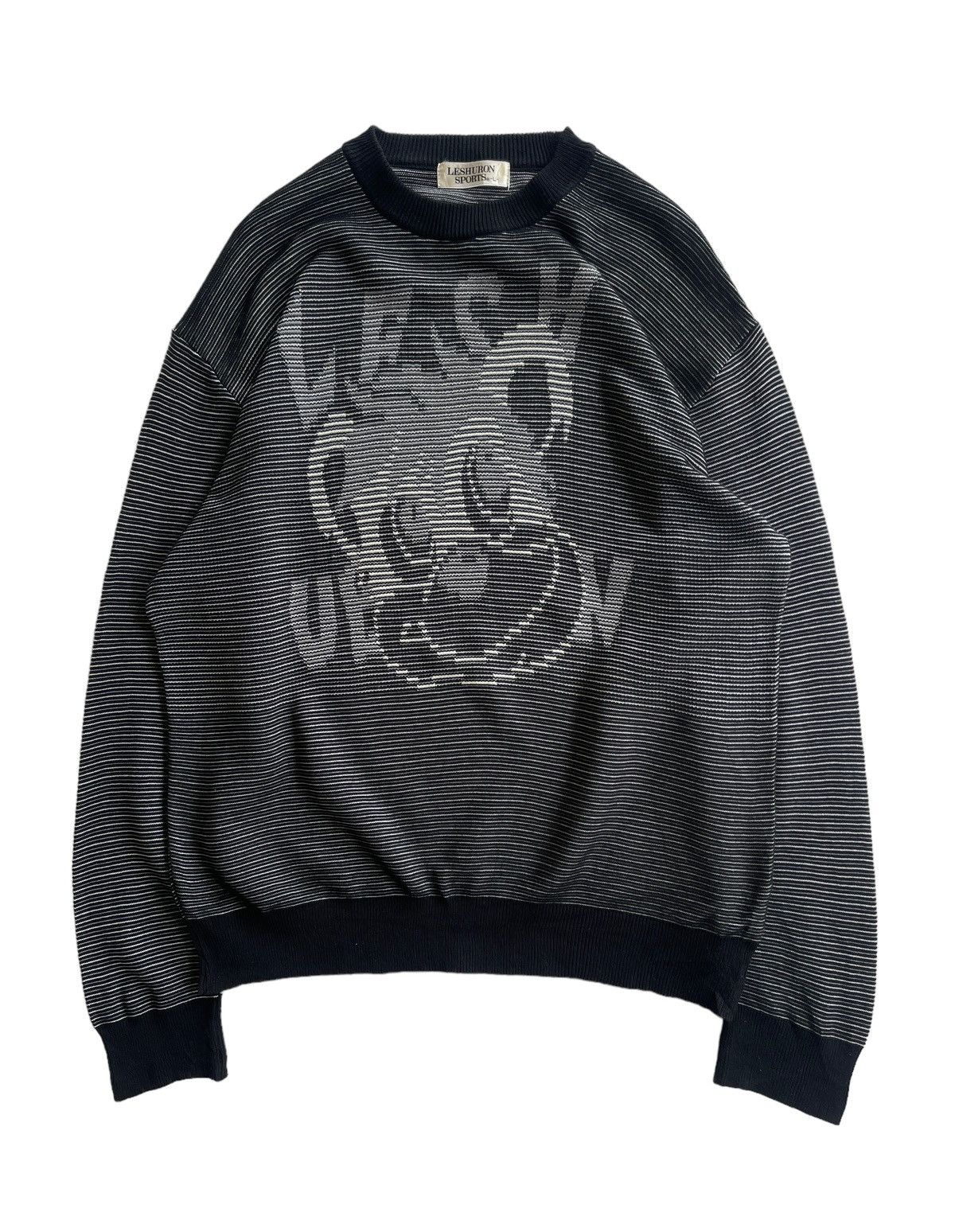 image of Vintage 90's Leshuron Sports Sweater in Black Gray, Men's (Size Large)