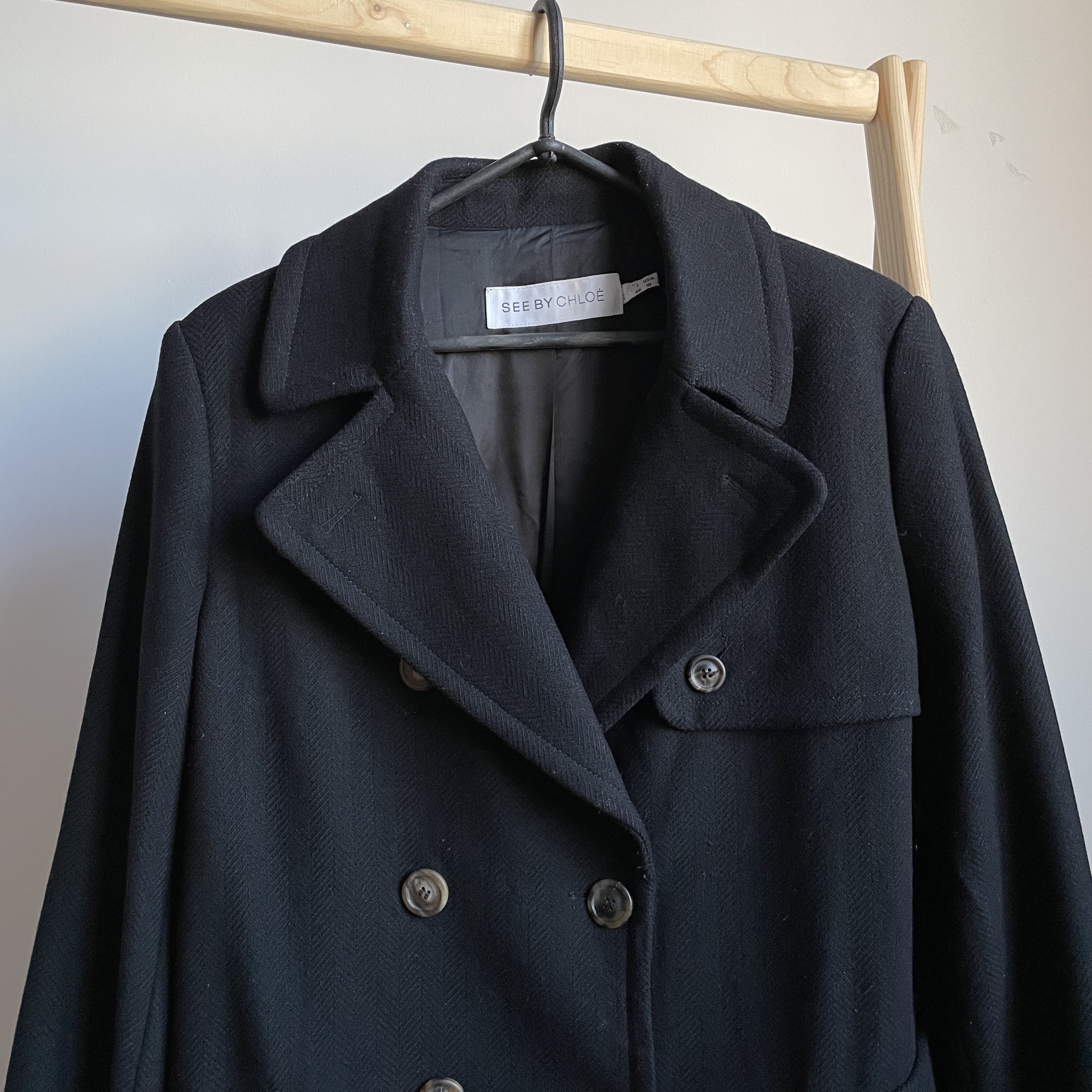 See by Chloe See by Chloe Womens Double Breasted Wool Blend Coat Size L / US 10 / IT 46 - 5 Thumbnail