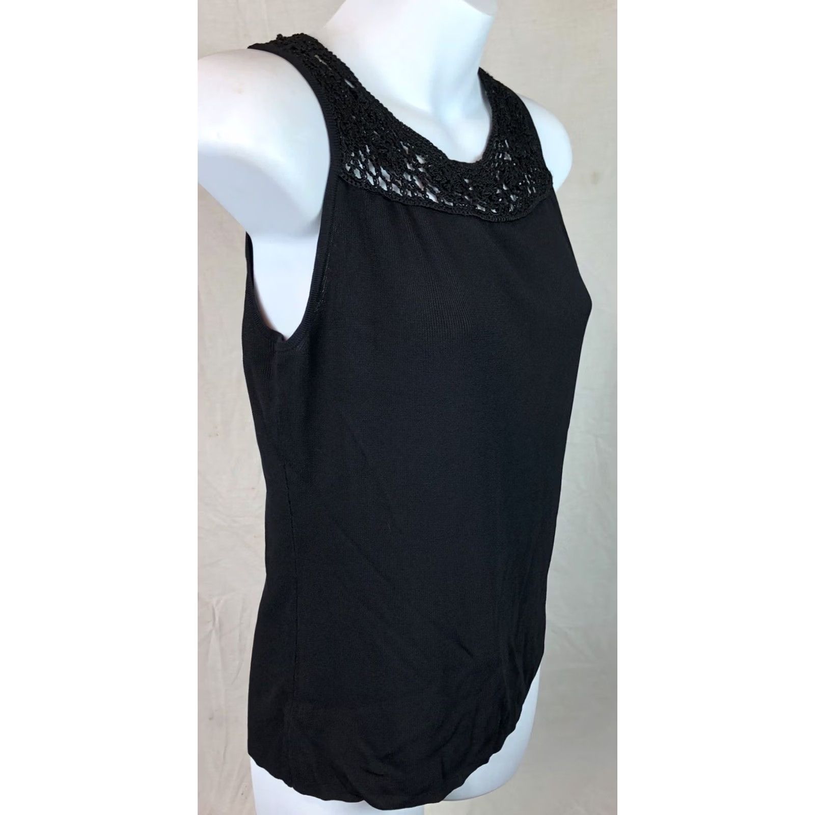 Vintage VINTAGE Joseph A Blouse Adult L Black Floral Crochet Tank whimsy Gothic Fairy 90s Y2K Womens Size L / US 10 / IT 46 - 2 Thumbnail