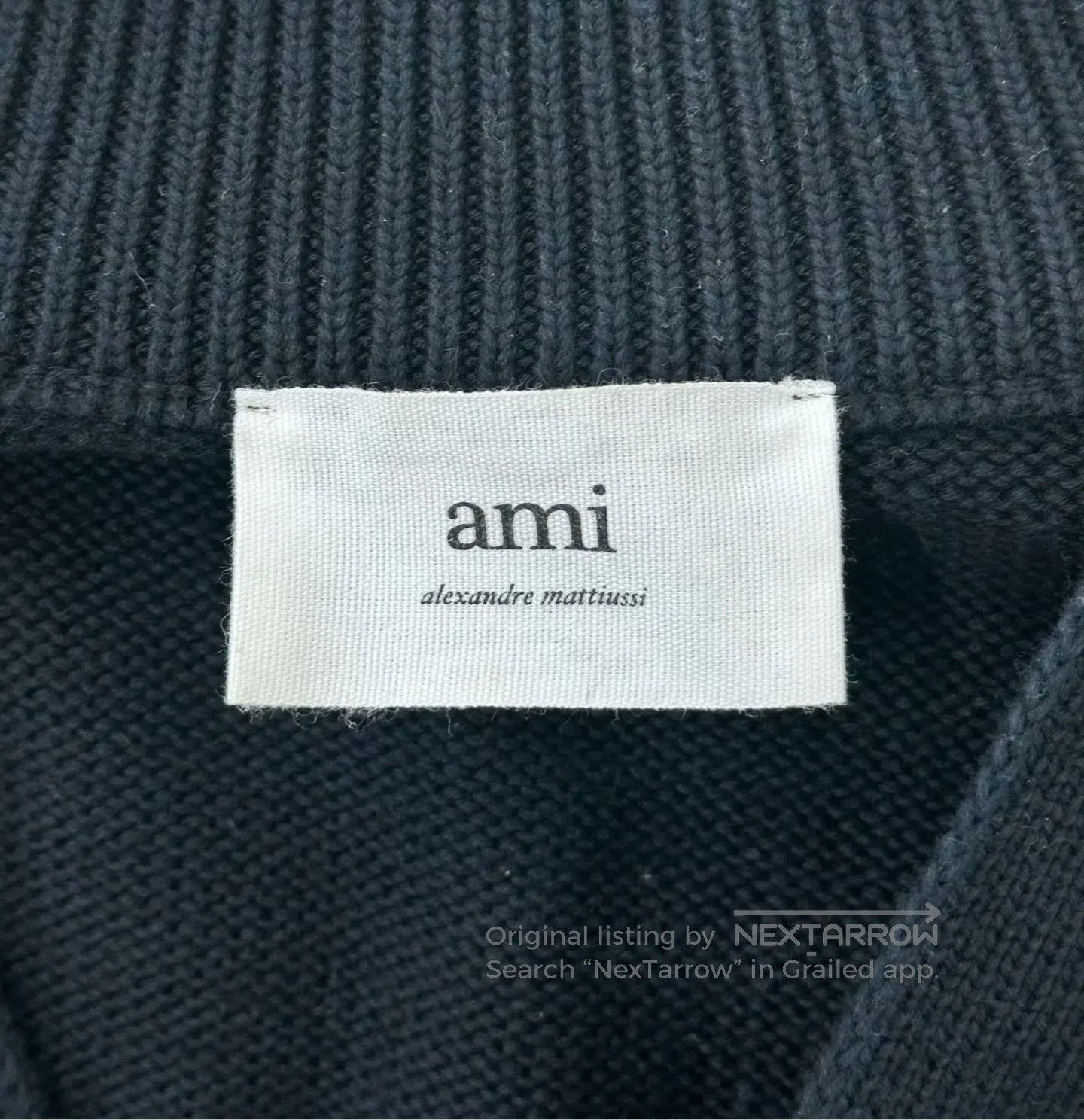 AMI Ami Black Classic Embroidered Heart Knit Cardigan Jacket| Size M / US 6-8 / IT 42-44 - 3 Thumbnail