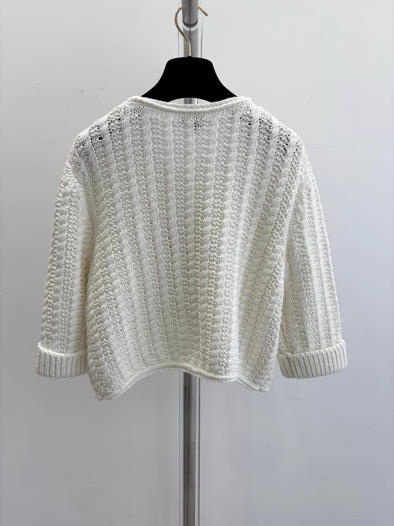 Chanel Chanel Short knitted jacket with white irregular hem Size S / US 4 / IT 40 - 2 Thumbnail
