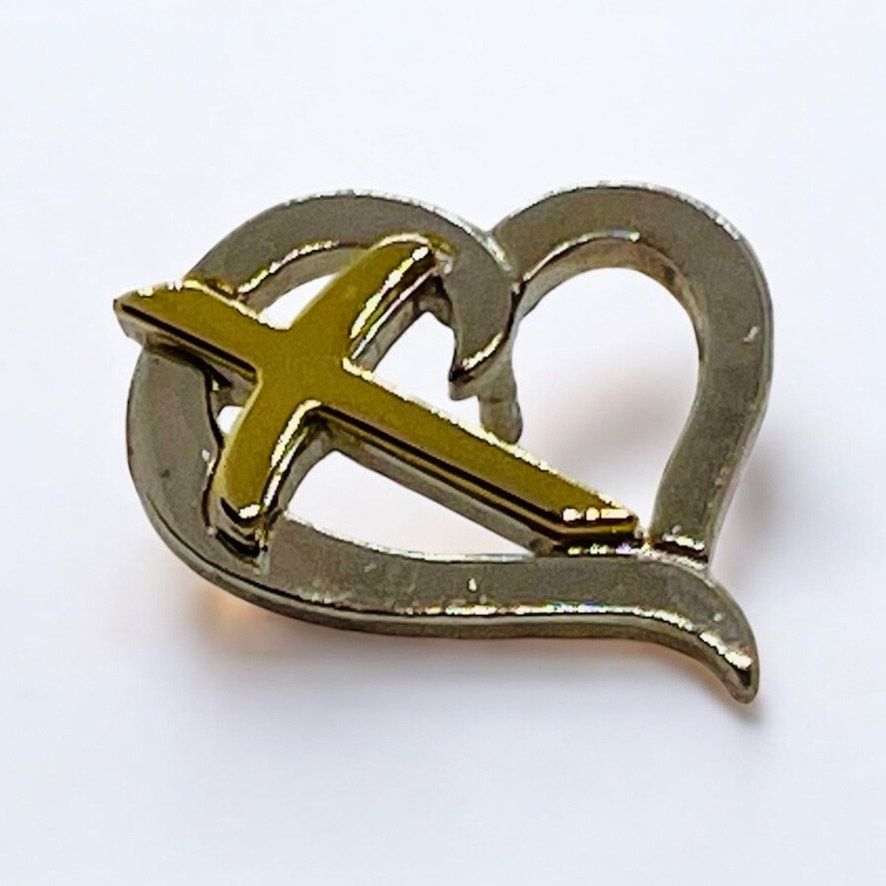 Vintage Mother's Heart Pin-Silver & Gold Tone-Religious-Card-Gift Size ONE SIZE - 8 Thumbnail