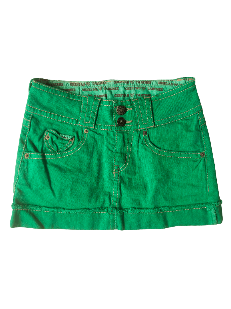 Hysteric Glamour Cheetah Tanchee Low-Rise Green Denim Mini Skirt Archive Y2K Size 26" / US 2 / IT 38 - 3 Thumbnail
