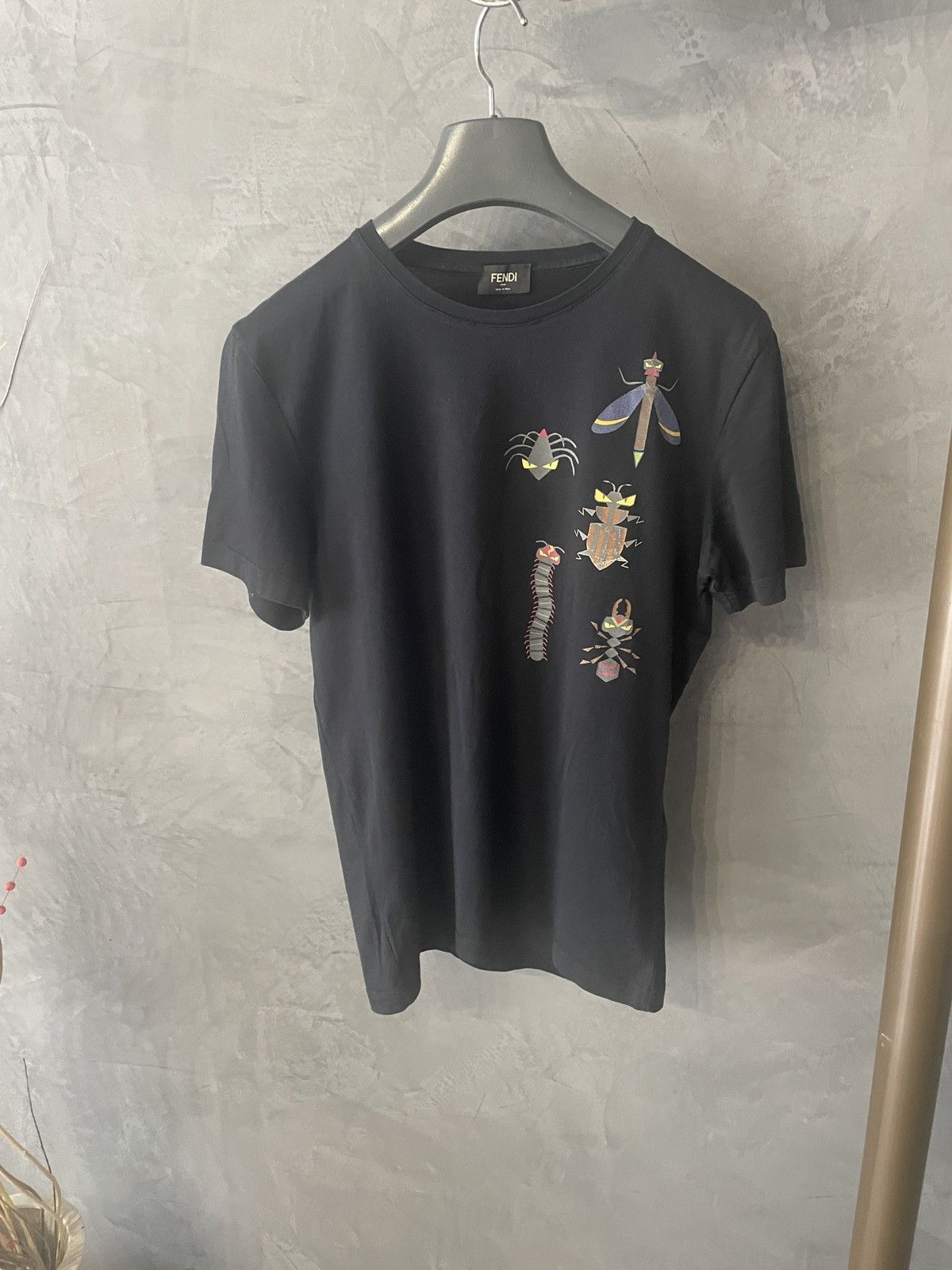 Fendi Fendi Men’s Black Cotton T-Shirt “Bugs” Print – Rare 2018 M Size US M / EU 48-50 / 2 - 3 Thumbnail