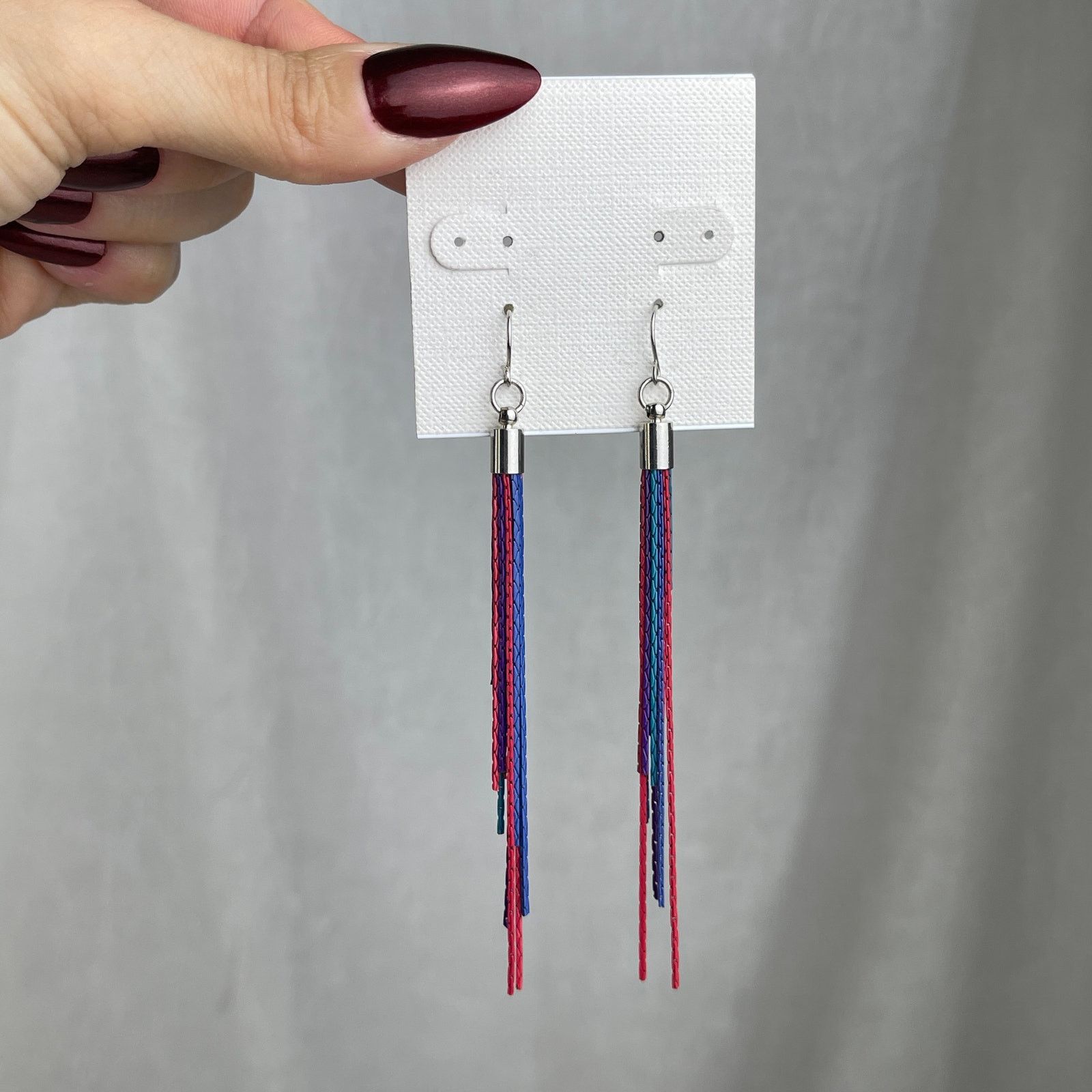 Other Colorful Chain Link Fringe Earrings Purple Teal Pink Blue Size ONE SIZE - 13 Thumbnail
